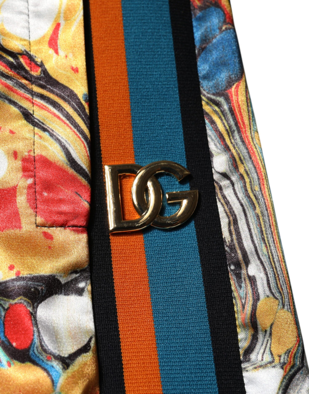 Dolce & Gabbana Multicolor Marmor Satin Herren Trainingsanzug Hose