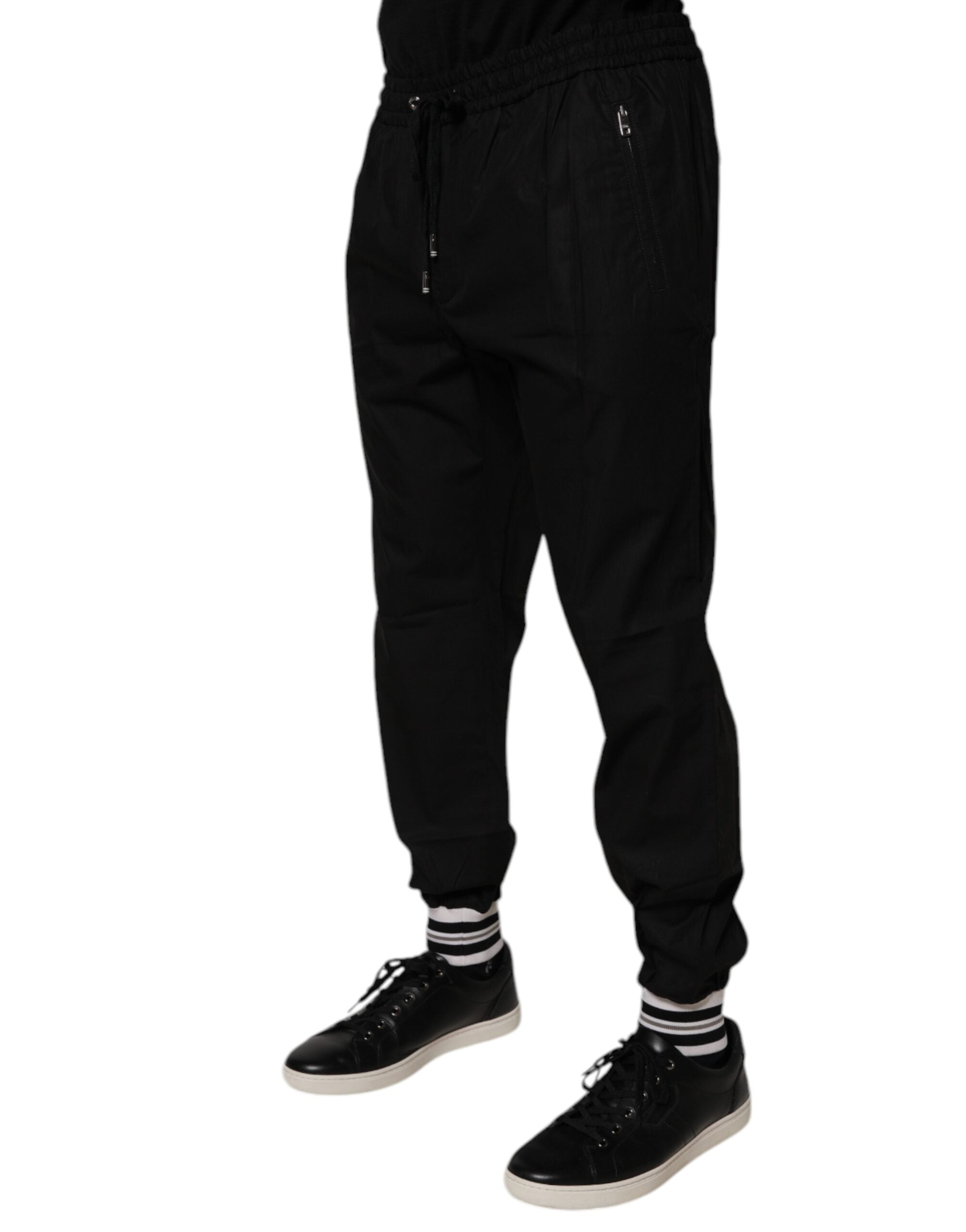 Dolce & Gabbana Schwarz Baumwolle Männer Jogger Sweatpants Hosen