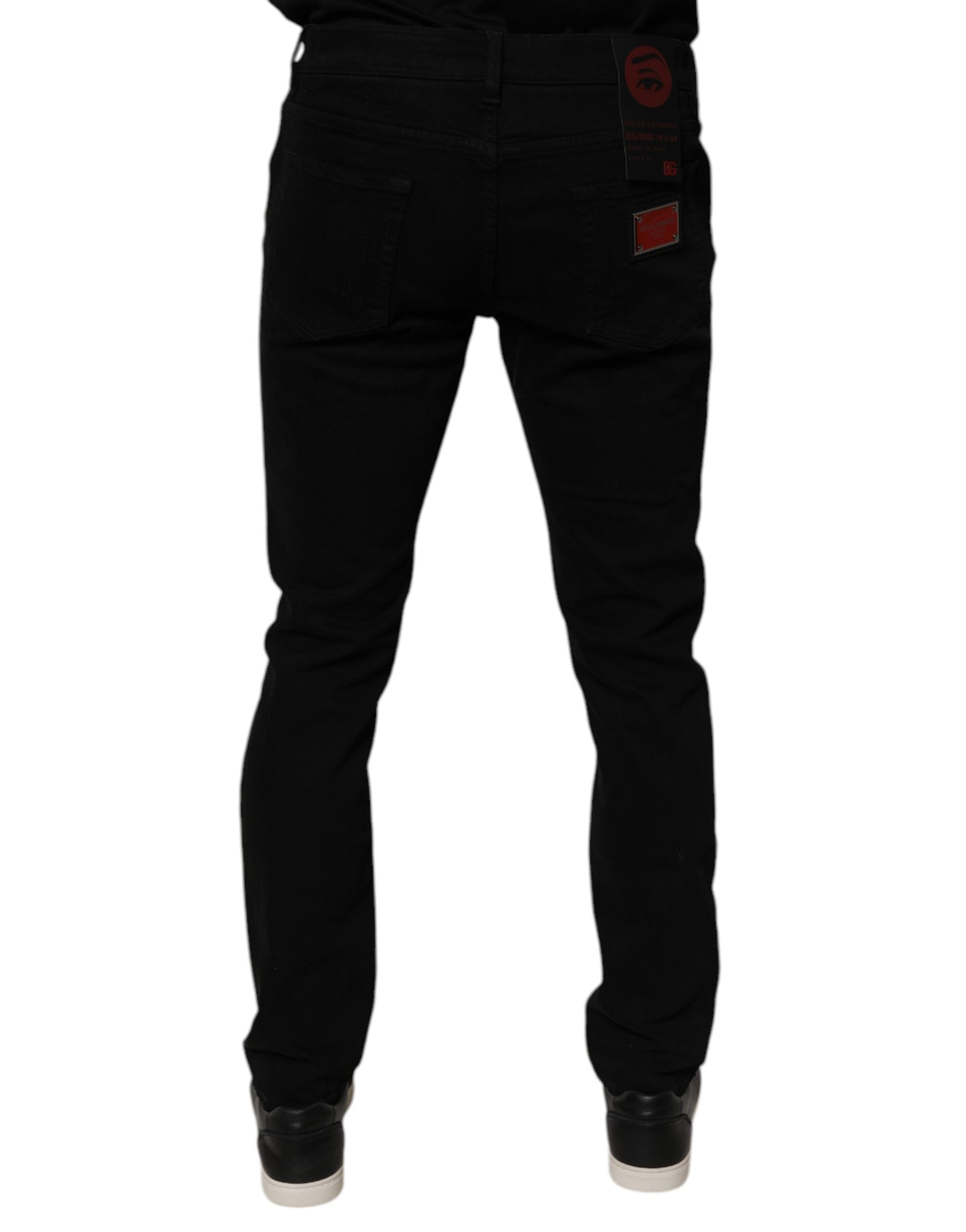 Dolce & Gabbana Schwarze zerfledderte Baumwoll-Skinny Denim-Jeans für Männer