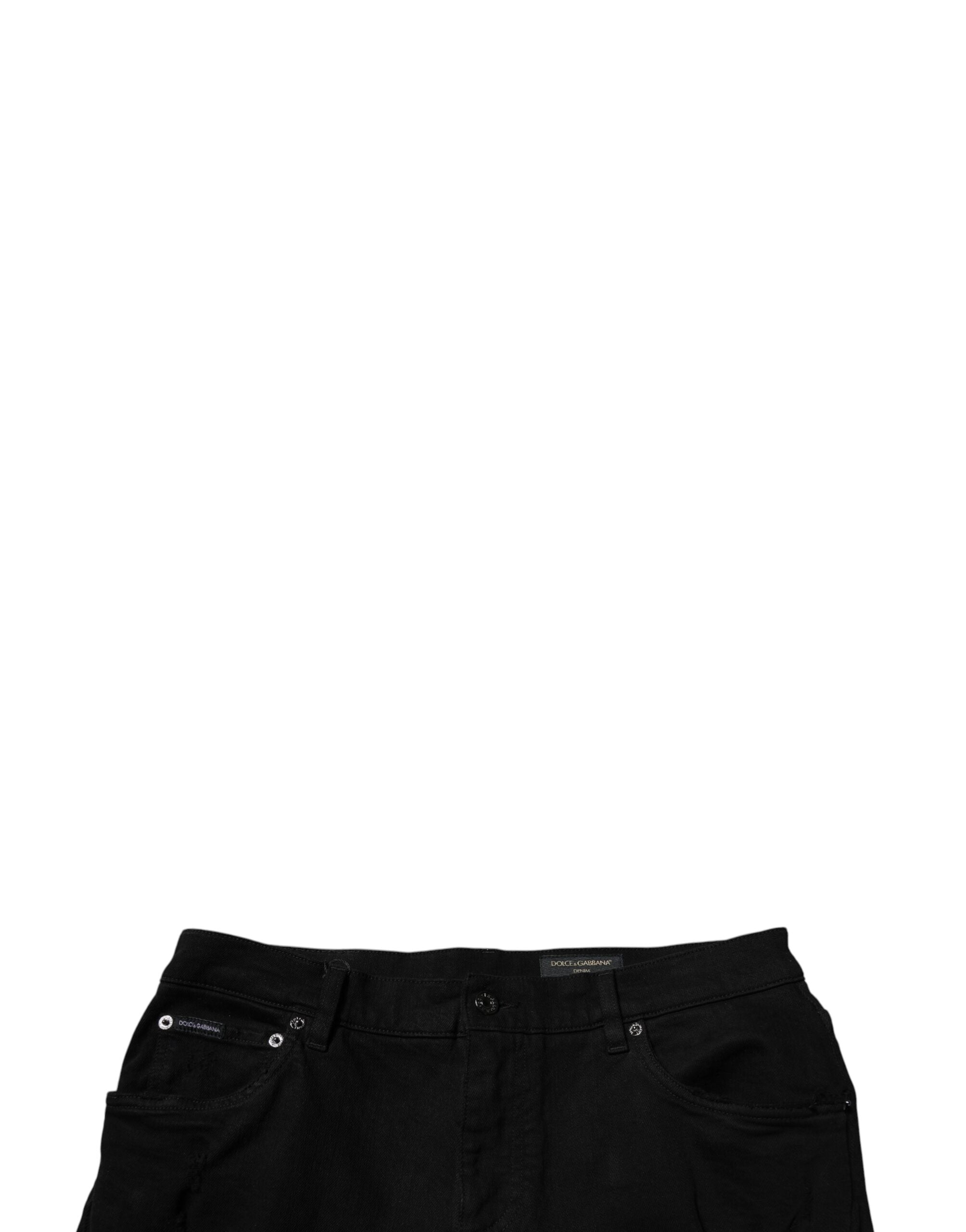 Dolce & Gabbana Schwarze zerfledderte Baumwoll-Skinny Denim-Jeans für Männer