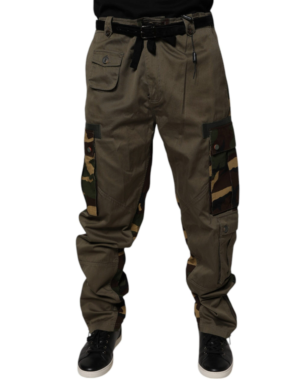 Dolce & Gabbana Mehrfarbige Patchwork-Cargo-Hose im Tarnmuster