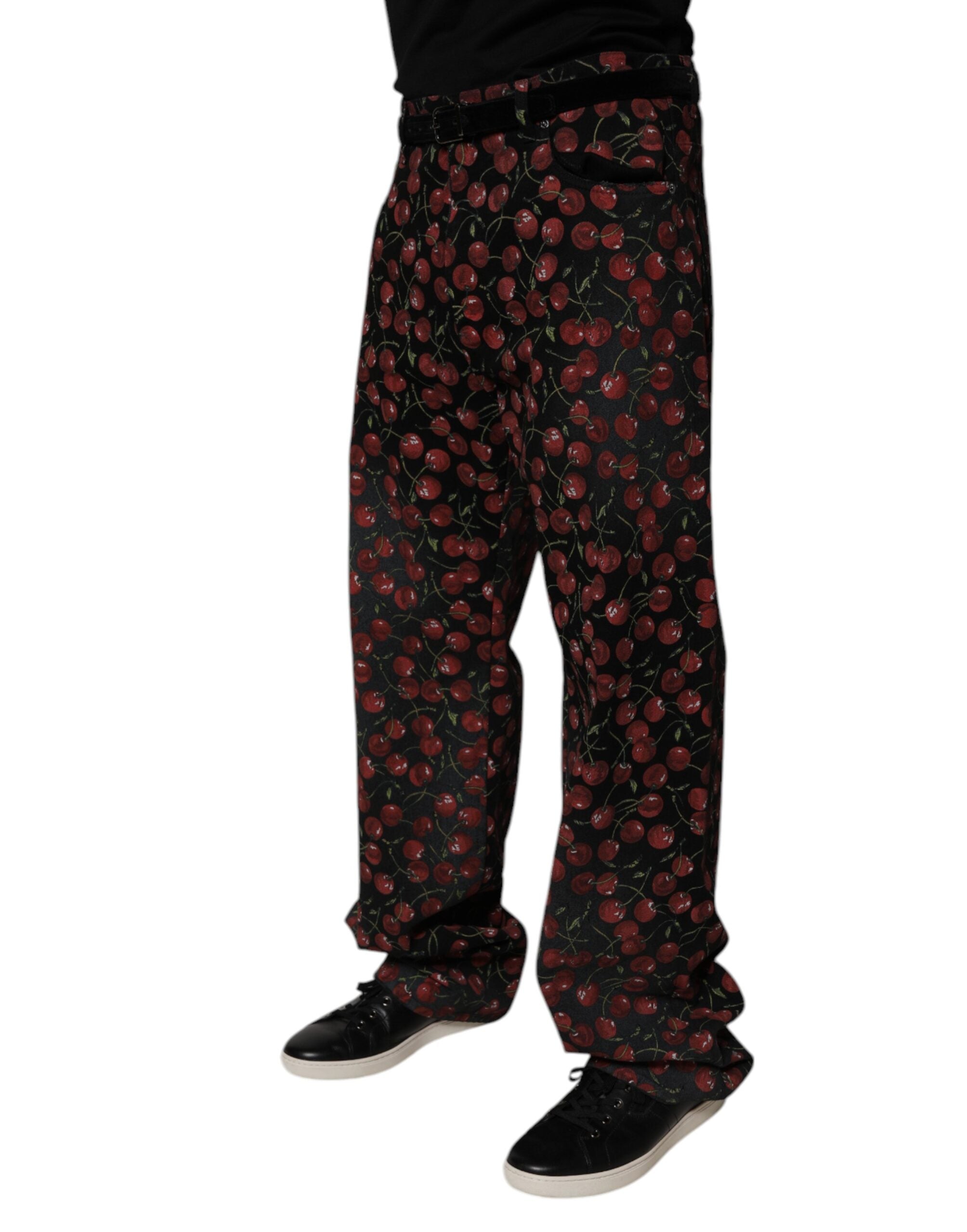 Dolce & Gabbana Schwarze Kirsche Baumwolle Gerade Männer Denim Jeans