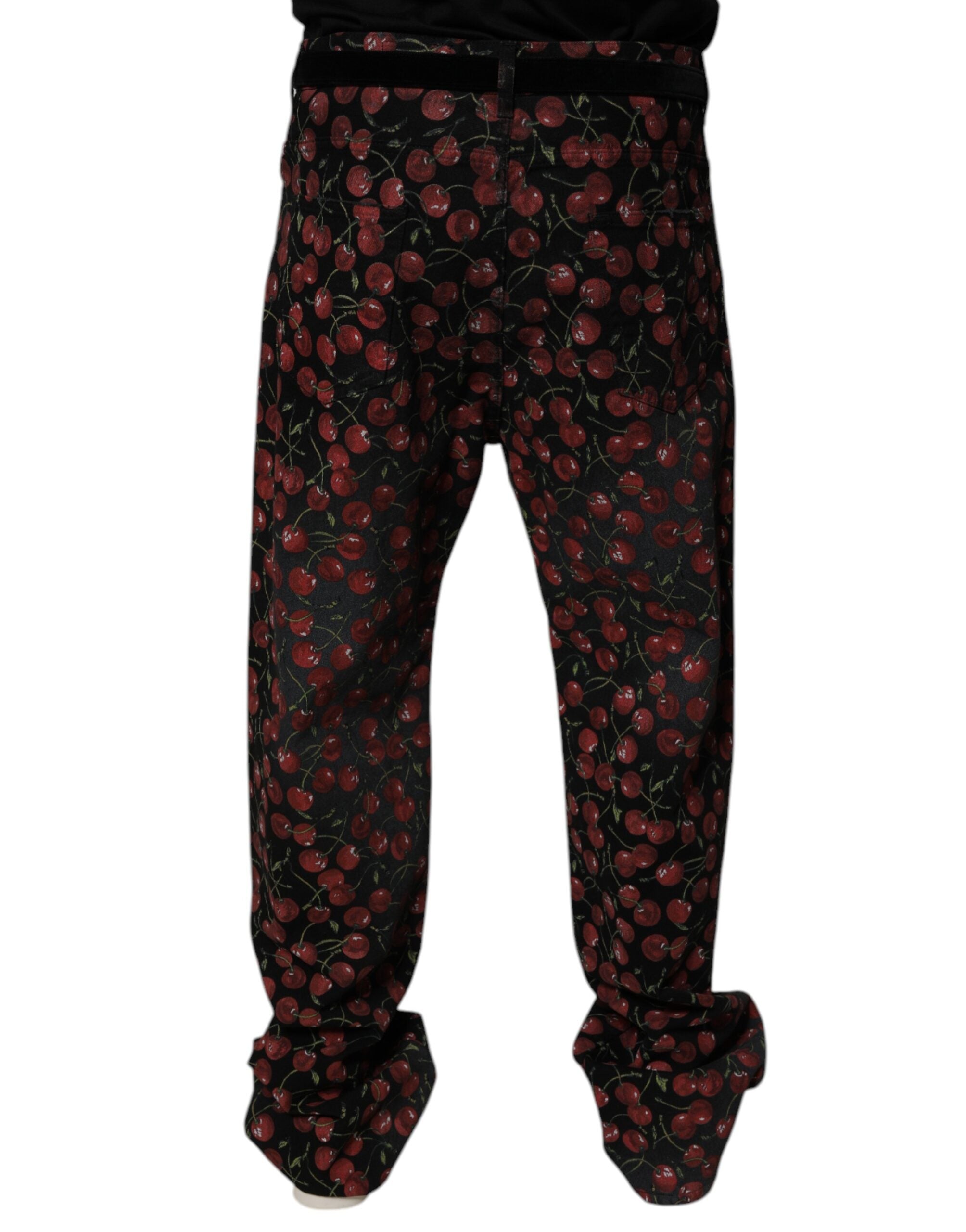 Dolce & Gabbana Schwarze Kirsche Baumwolle Gerade Männer Denim Jeans