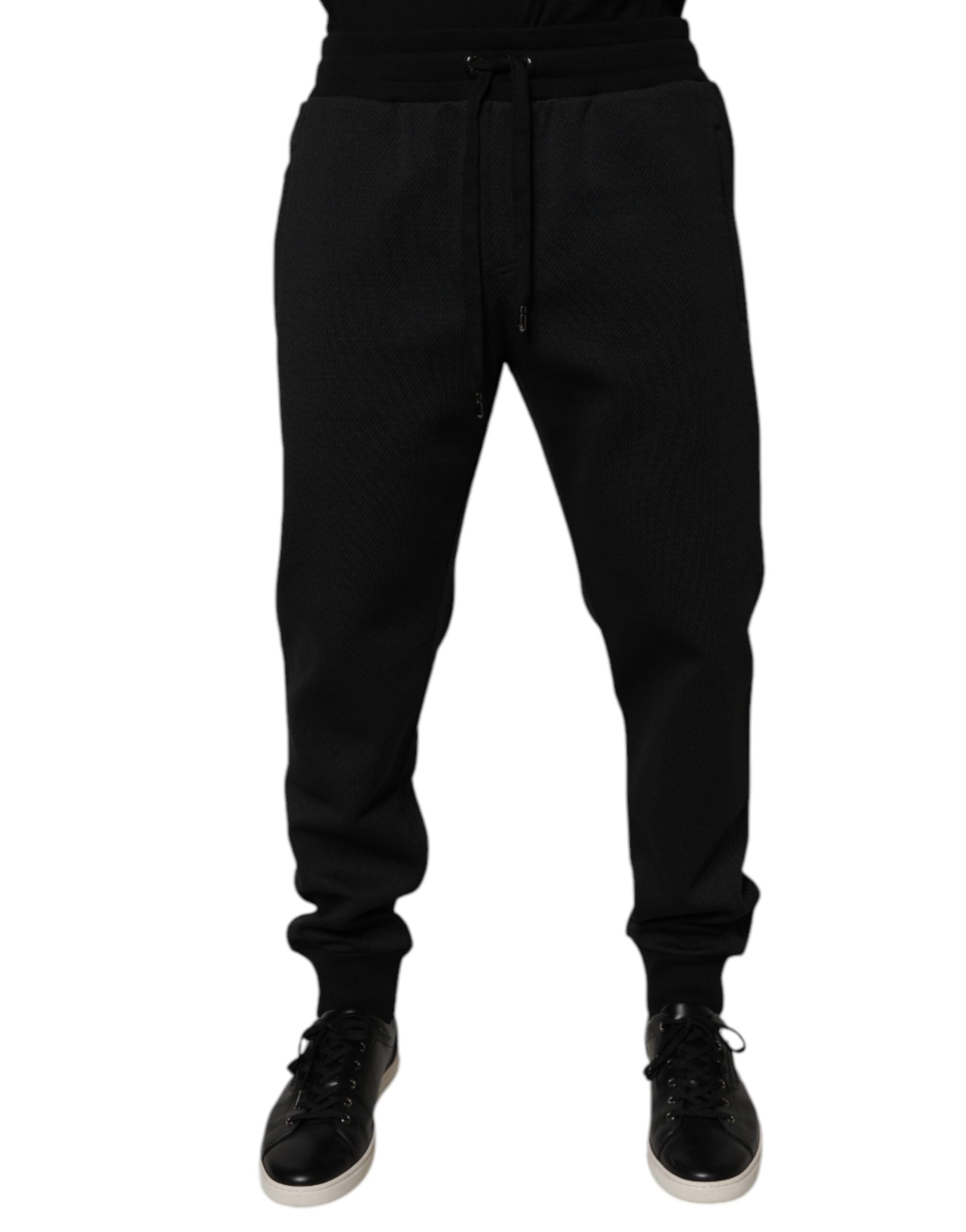 Dolce & Gabbana Schwarze Polyester Herren Jogger Sweatpants Hosen