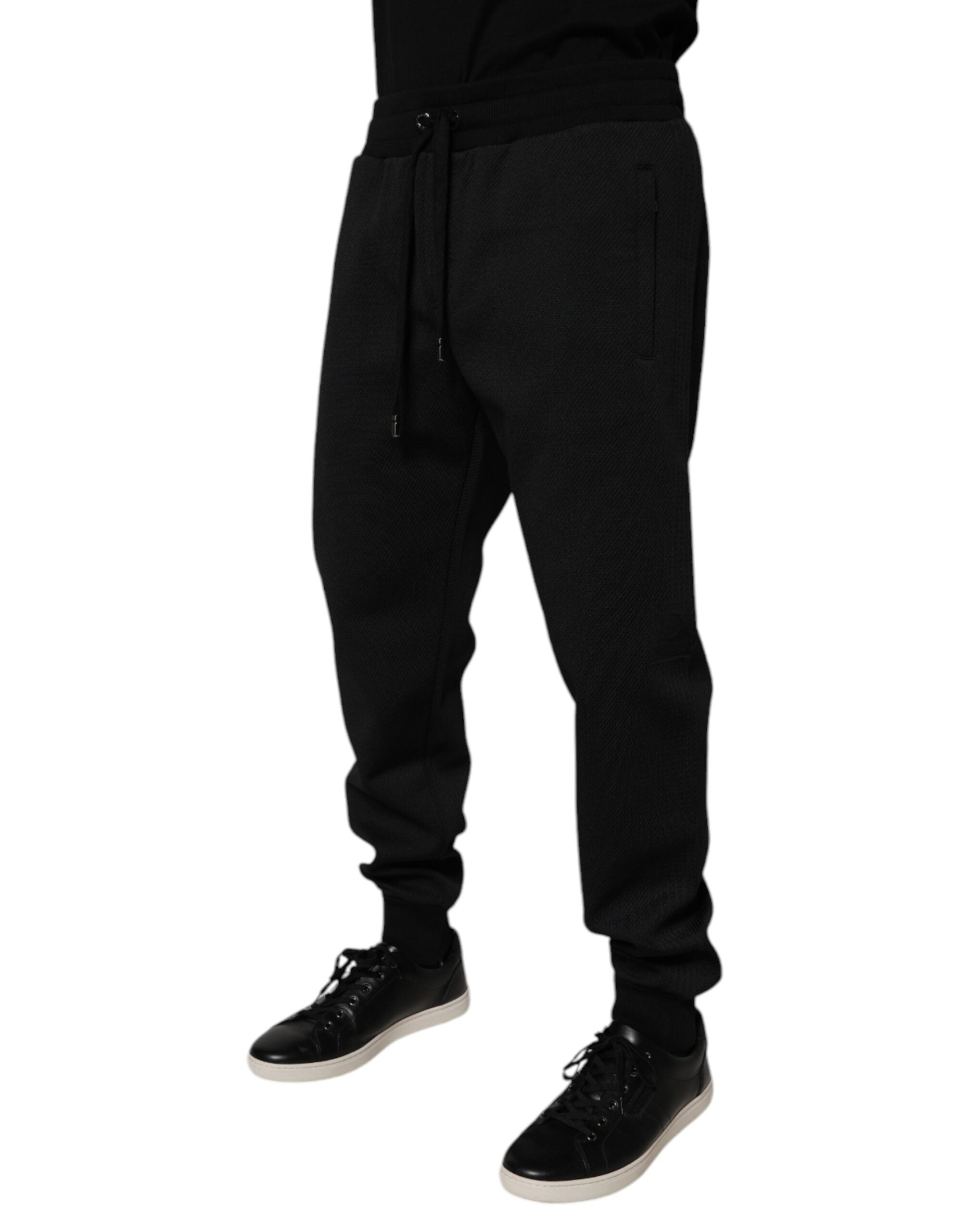 Dolce & Gabbana Schwarze Polyester Herren Jogger Sweatpants Hosen