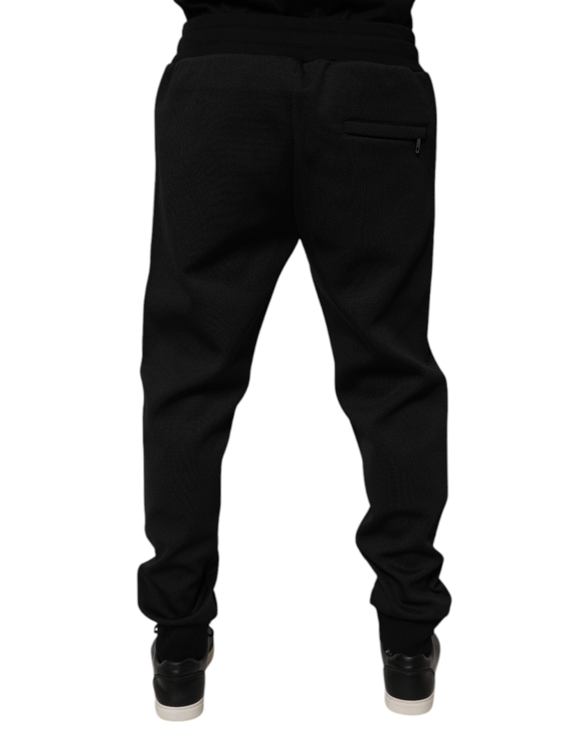 Dolce & Gabbana Schwarze Polyester Herren Jogger Sweatpants Hosen