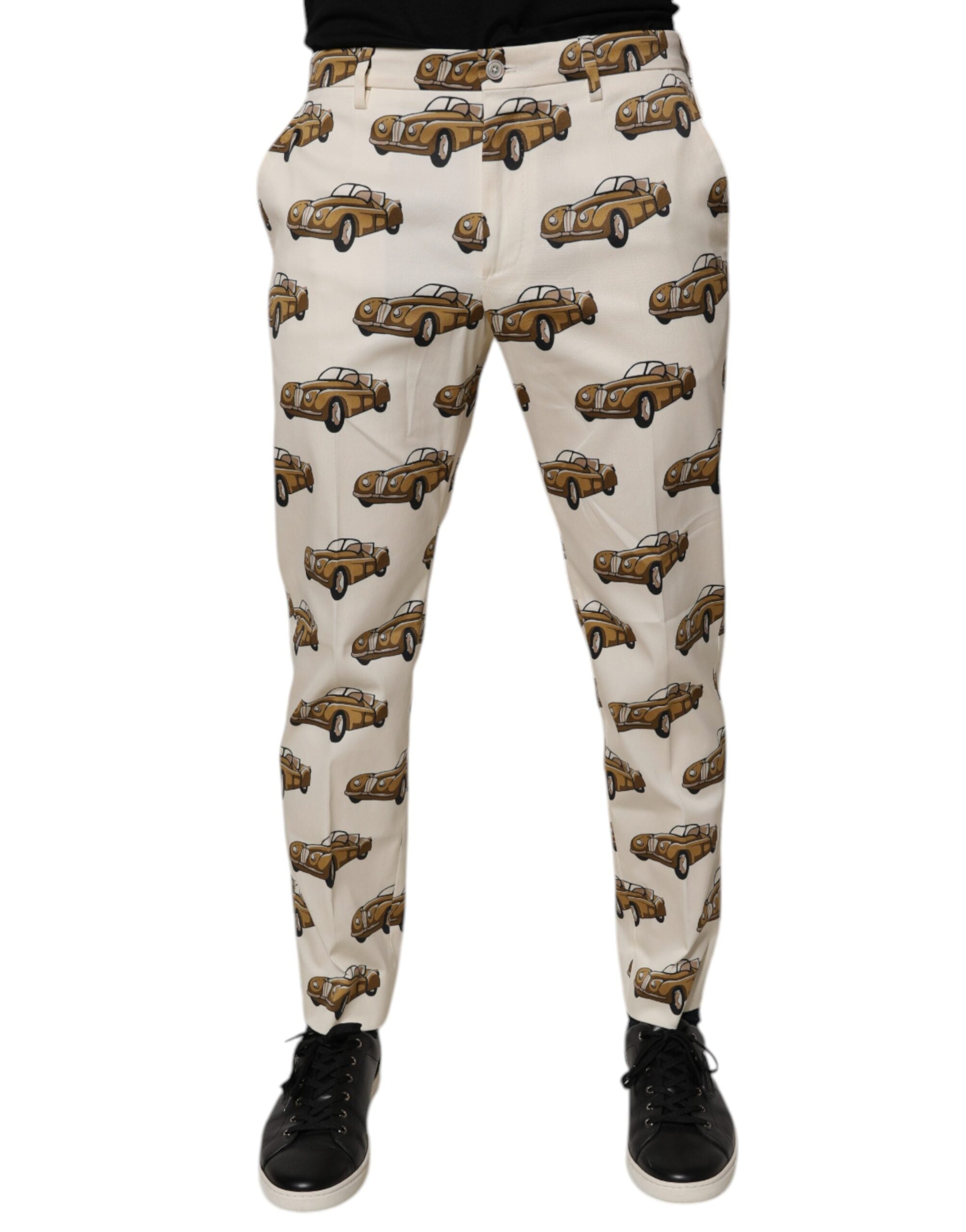 Dolce & Gabbana Off White Cars Baumwolle Skinny Männer Denim Jeans