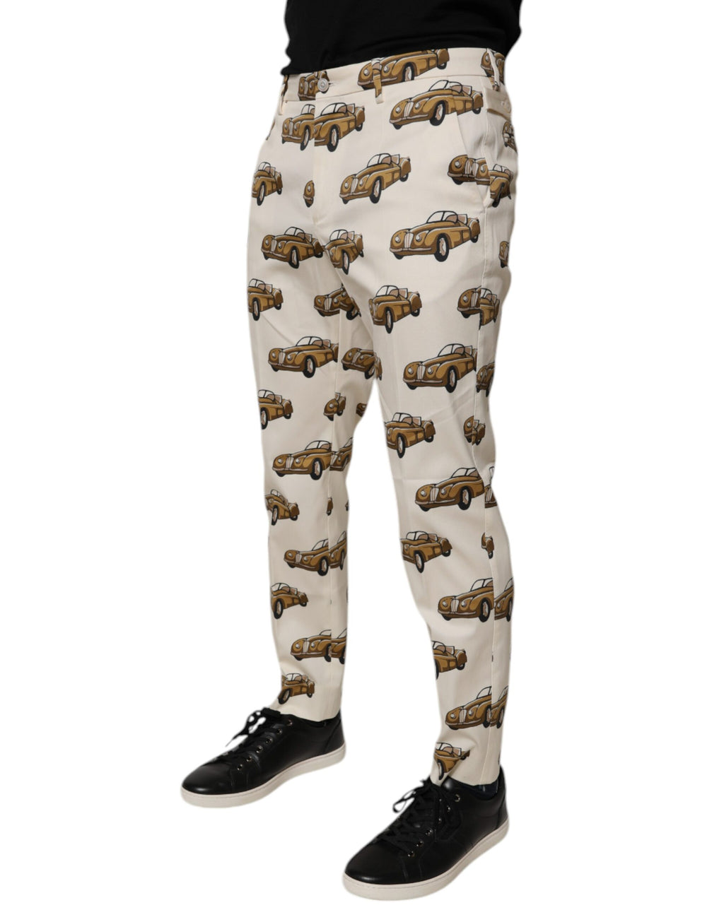 Dolce & Gabbana Off White Cars Baumwolle Skinny Männer Denim Jeans