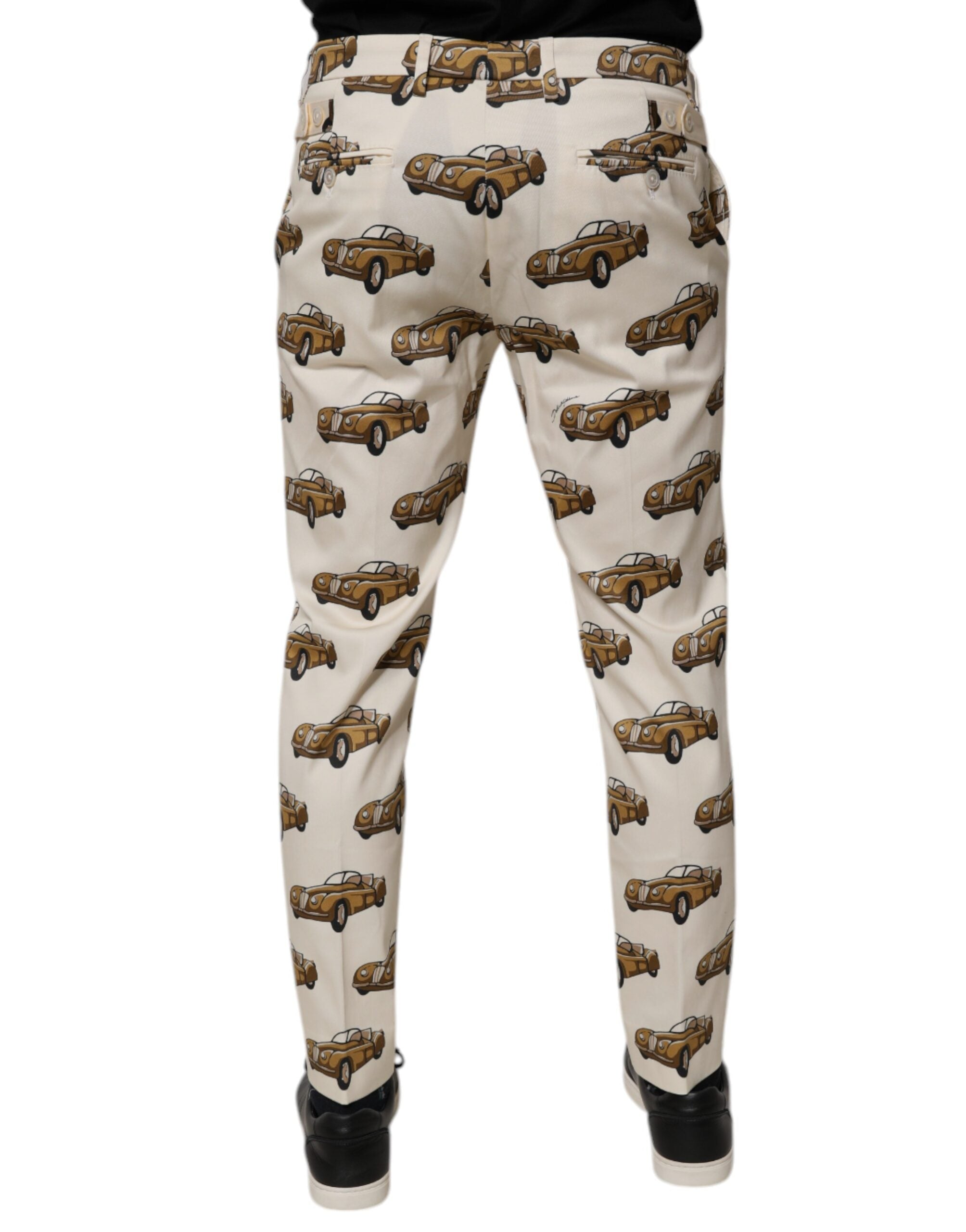 Dolce & Gabbana Off White Cars Baumwolle Skinny Männer Denim Jeans