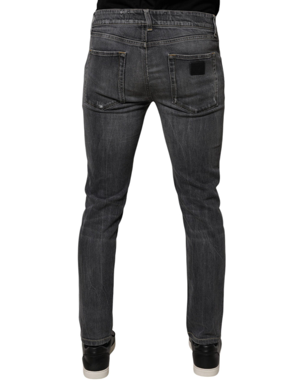 Dolce & Gabbana Dunkelgraue gewaschene Baumwoll-Skinny-Jeans für Männer aus Denim
