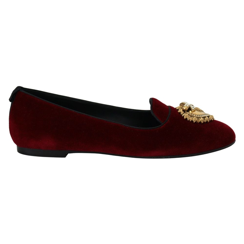 Dolce & Gabbana Burgunderfarbener Baumwoll-Flachschuh