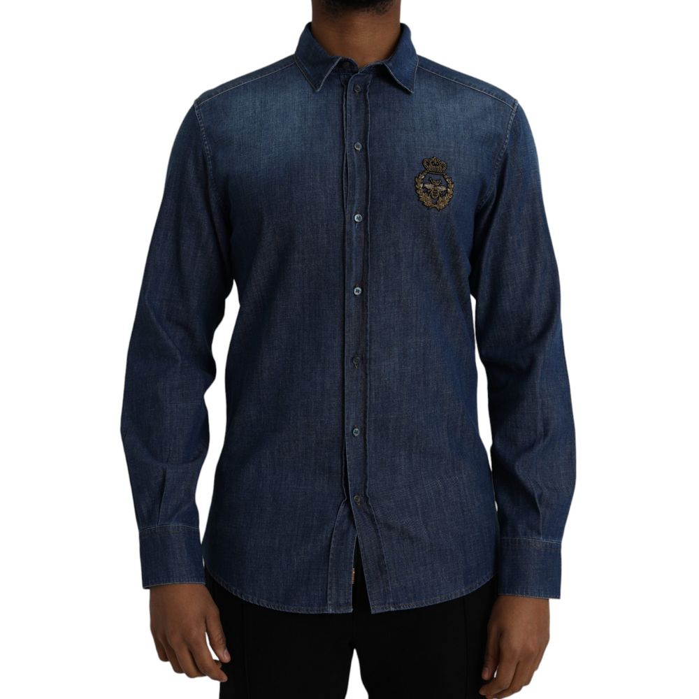 Dolce & Gabbana Blaues Baumwollhemd