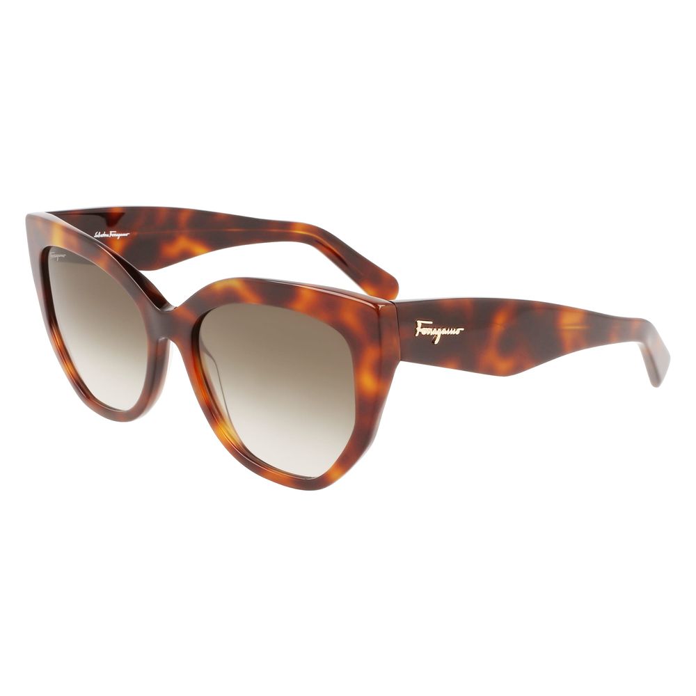 Ferragamo Braune Acetat-Sonnenbrille
