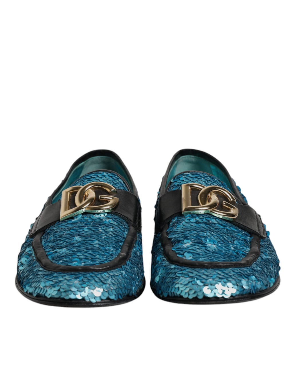 Dolce & Gabbana Blaue Pailletten Loafers Formelle Schuhe