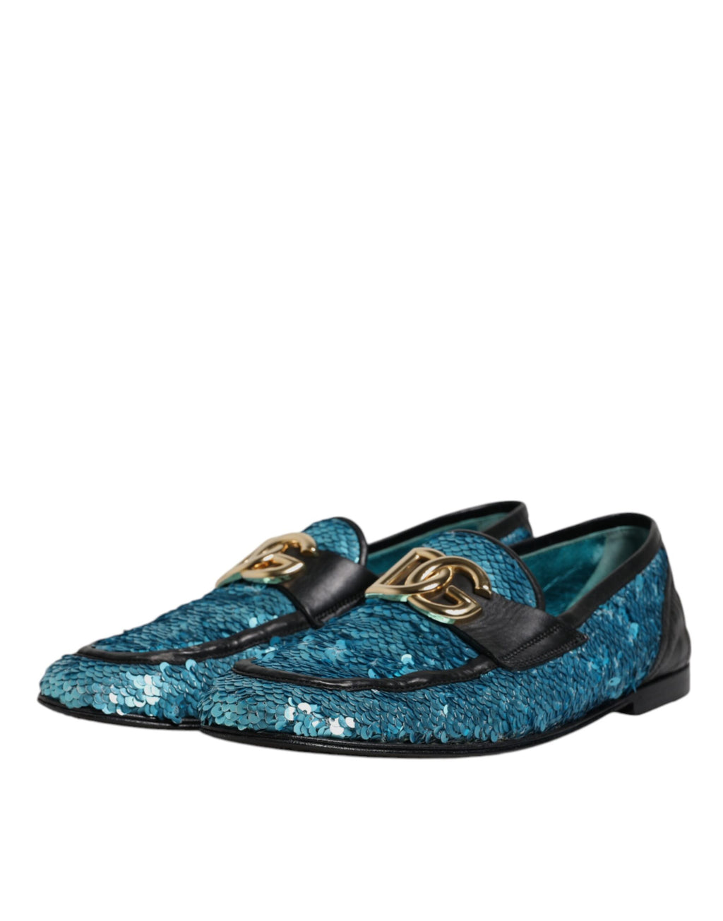 Dolce & Gabbana Blaue Pailletten Loafers Formelle Schuhe