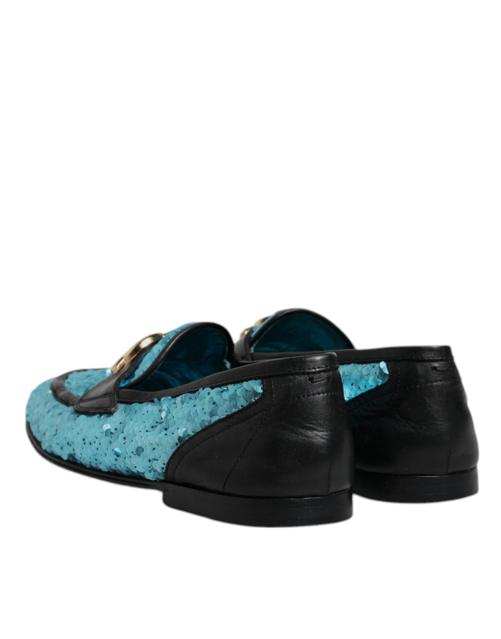 Dolce & Gabbana Blaue Pailletten Loafers Formelle Schuhe