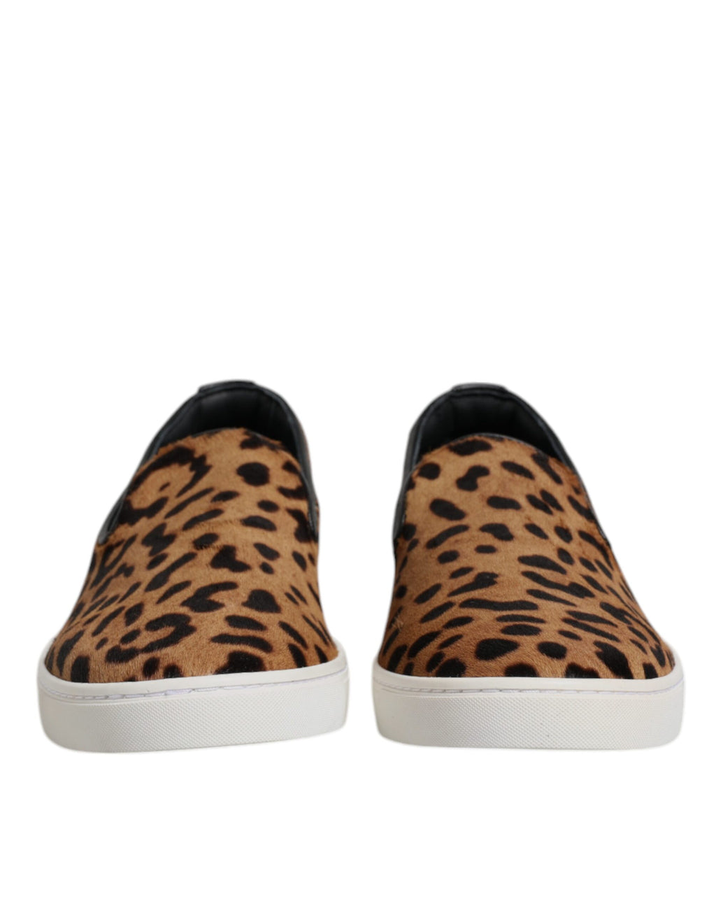 Dolce & Gabbana Braun Kalbsleder Pelz Leopard Sneakers Schuhe