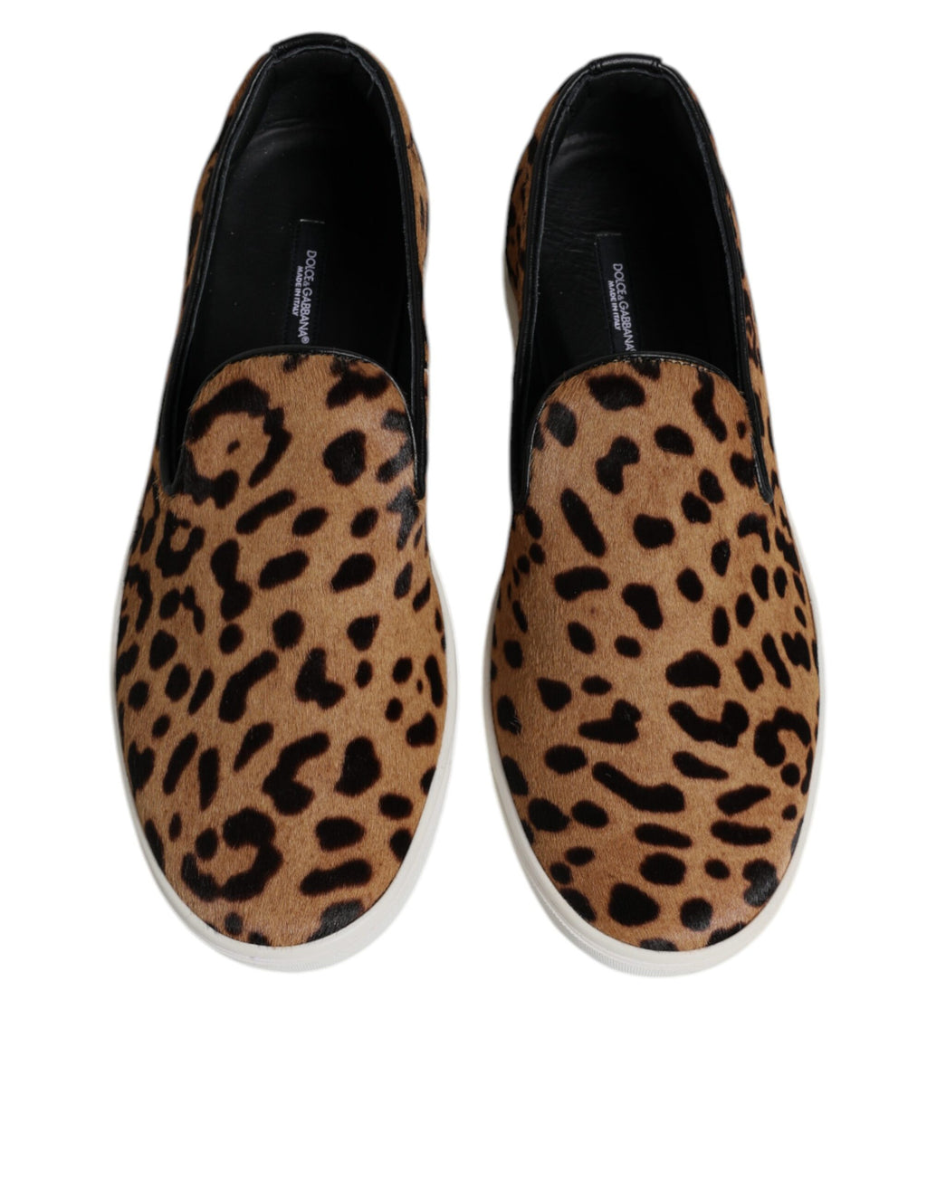 Dolce & Gabbana Braun Kalbsleder Pelz Leopard Sneakers Schuhe