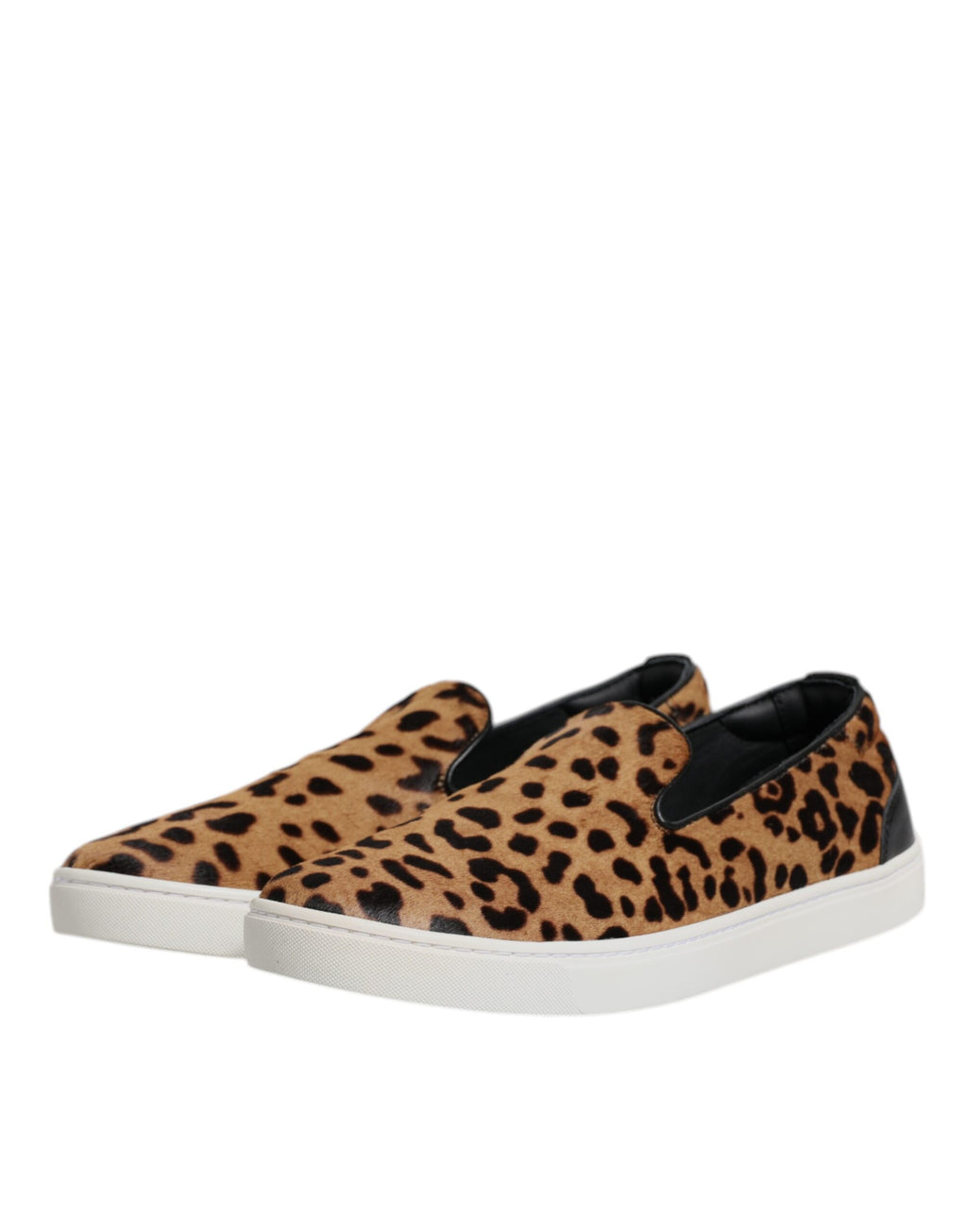 Dolce & Gabbana Braun Kalbsleder Pelz Leopard Sneakers Schuhe