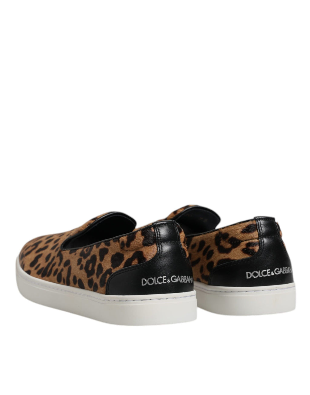 Dolce & Gabbana Braun Kalbsleder Pelz Leopard Sneakers Schuhe