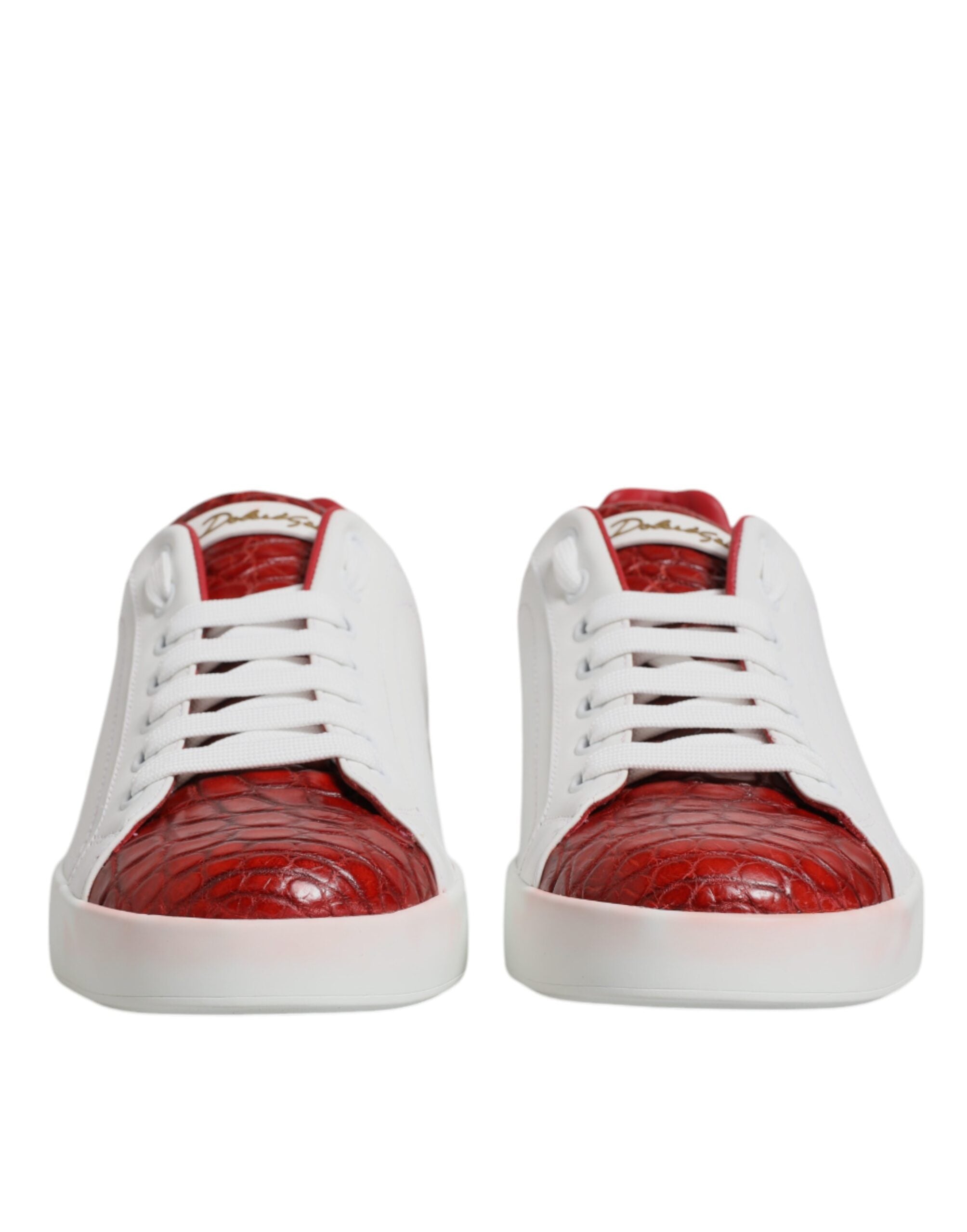 Dolce & Gabbana Weiß Rot Leder Portofino Männer Sneaker Schuhe