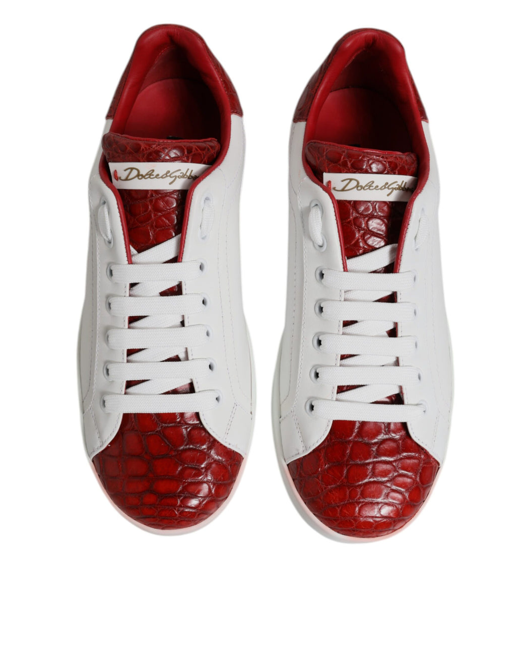 Dolce & Gabbana Weiß Rot Leder Portofino Männer Sneaker Schuhe