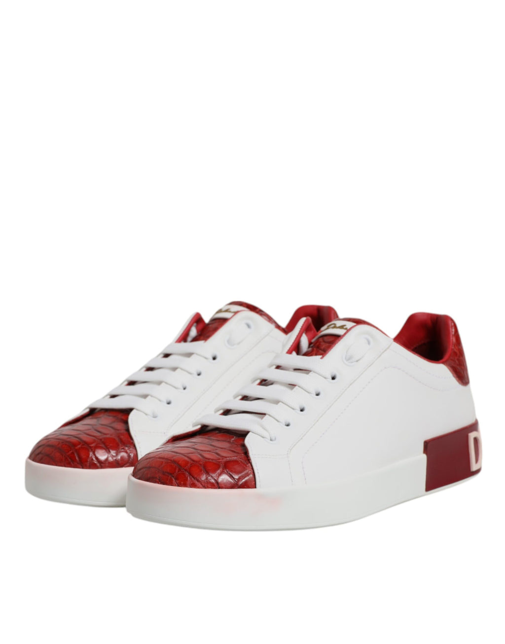 Dolce & Gabbana Weiß Rot Leder Portofino Männer Sneaker Schuhe