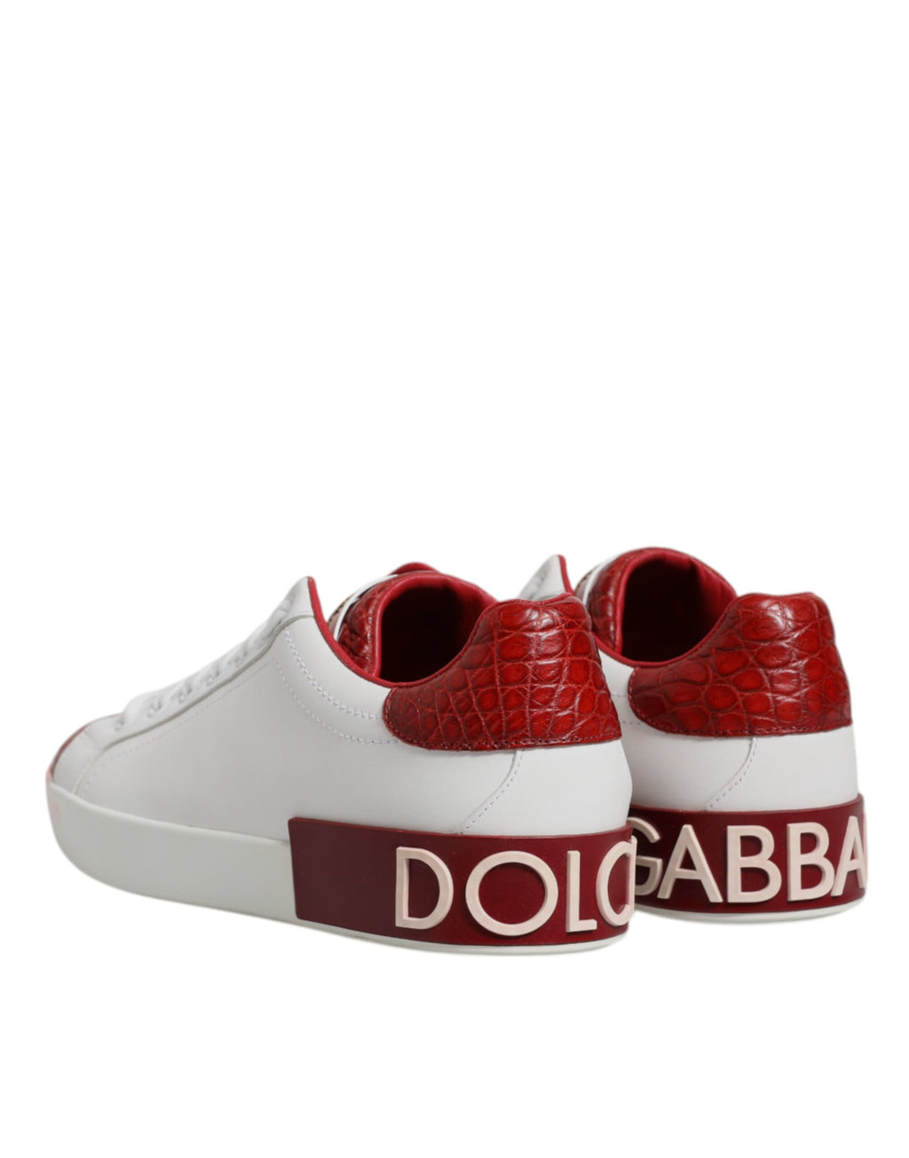 Dolce & Gabbana Weiß Rot Leder Portofino Männer Sneaker Schuhe
