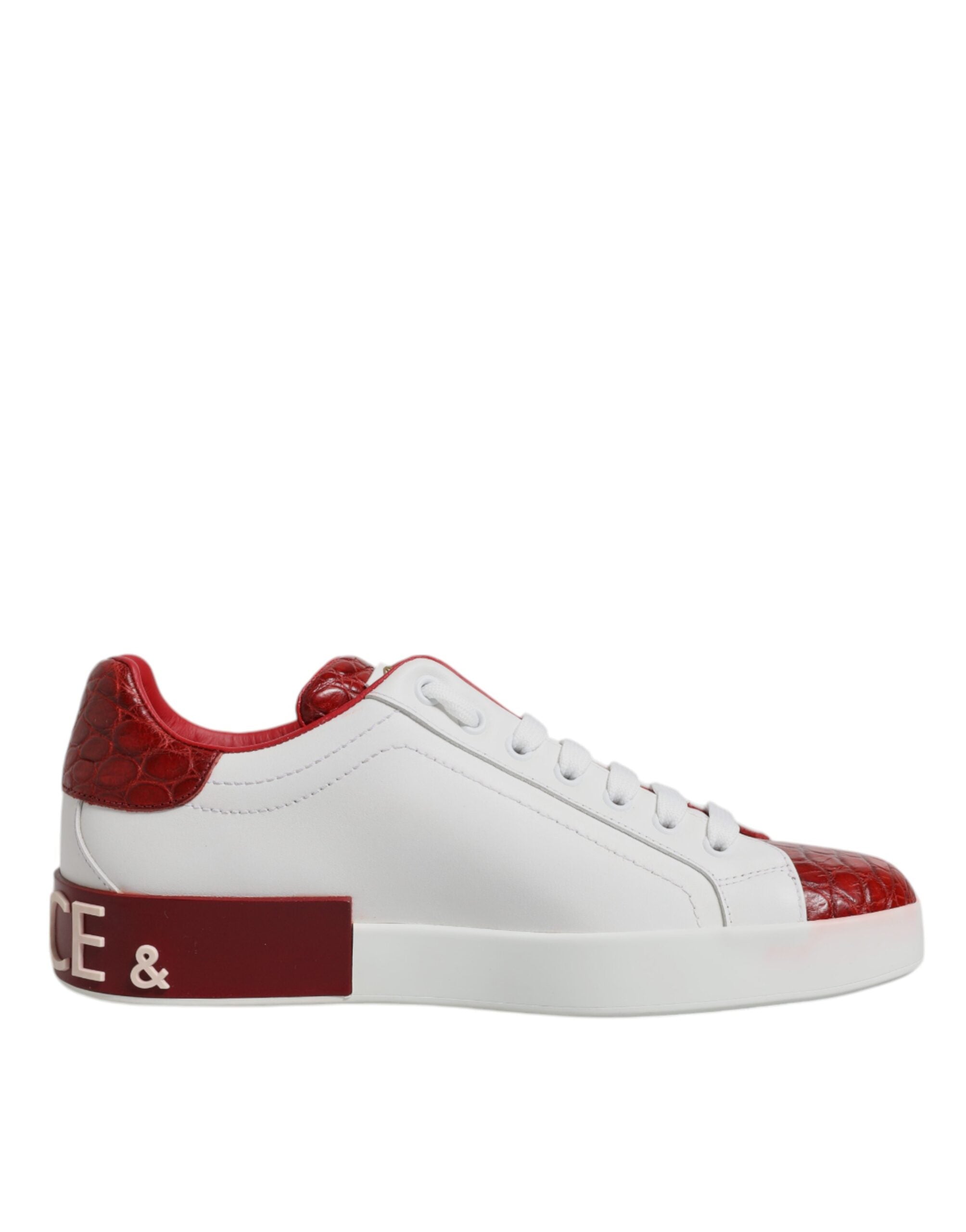 Dolce & Gabbana Weiß Rot Leder Portofino Männer Sneaker Schuhe