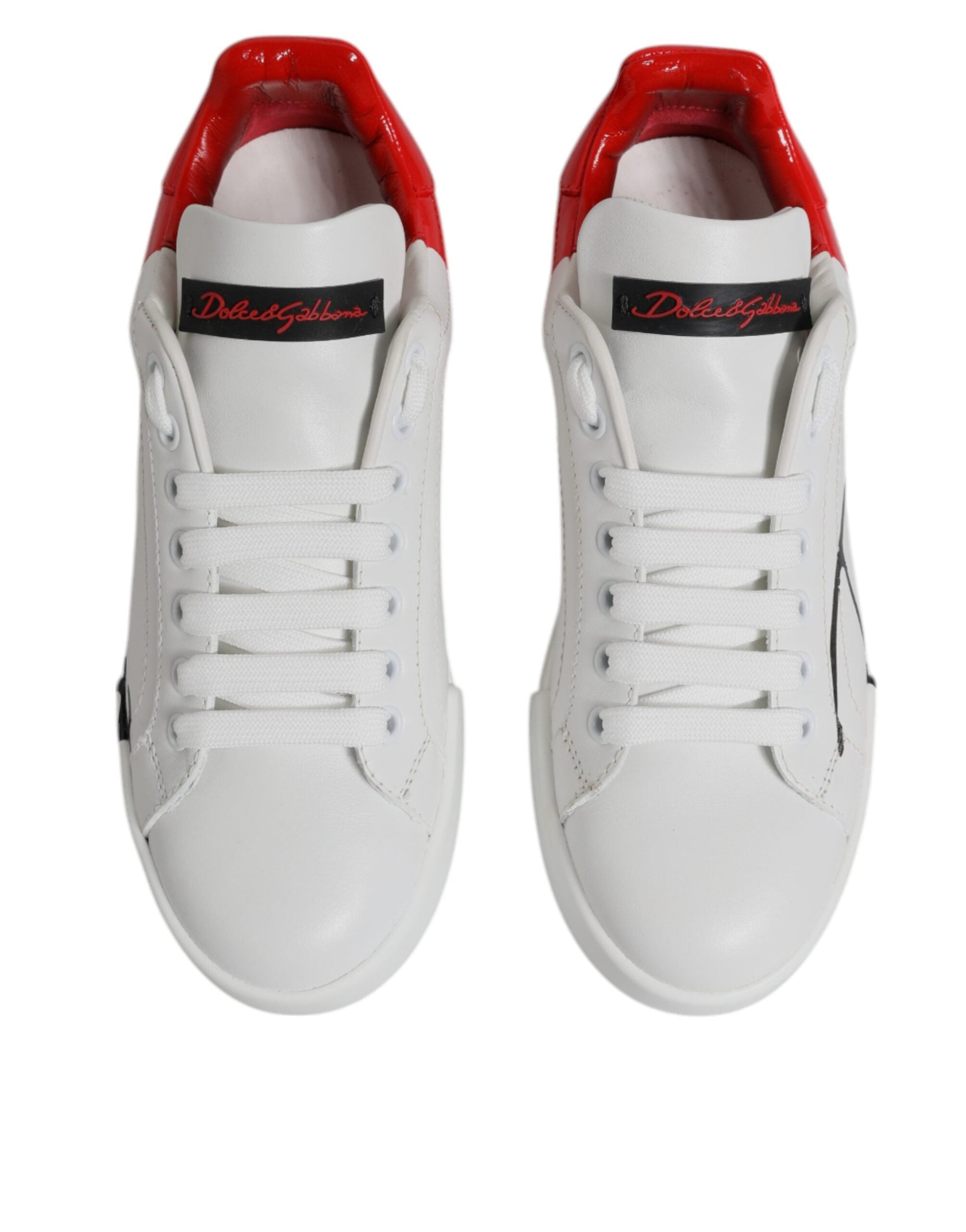 Dolce & Gabbana Weiß Rot Logo Portofino Turnschuhe Schuhe