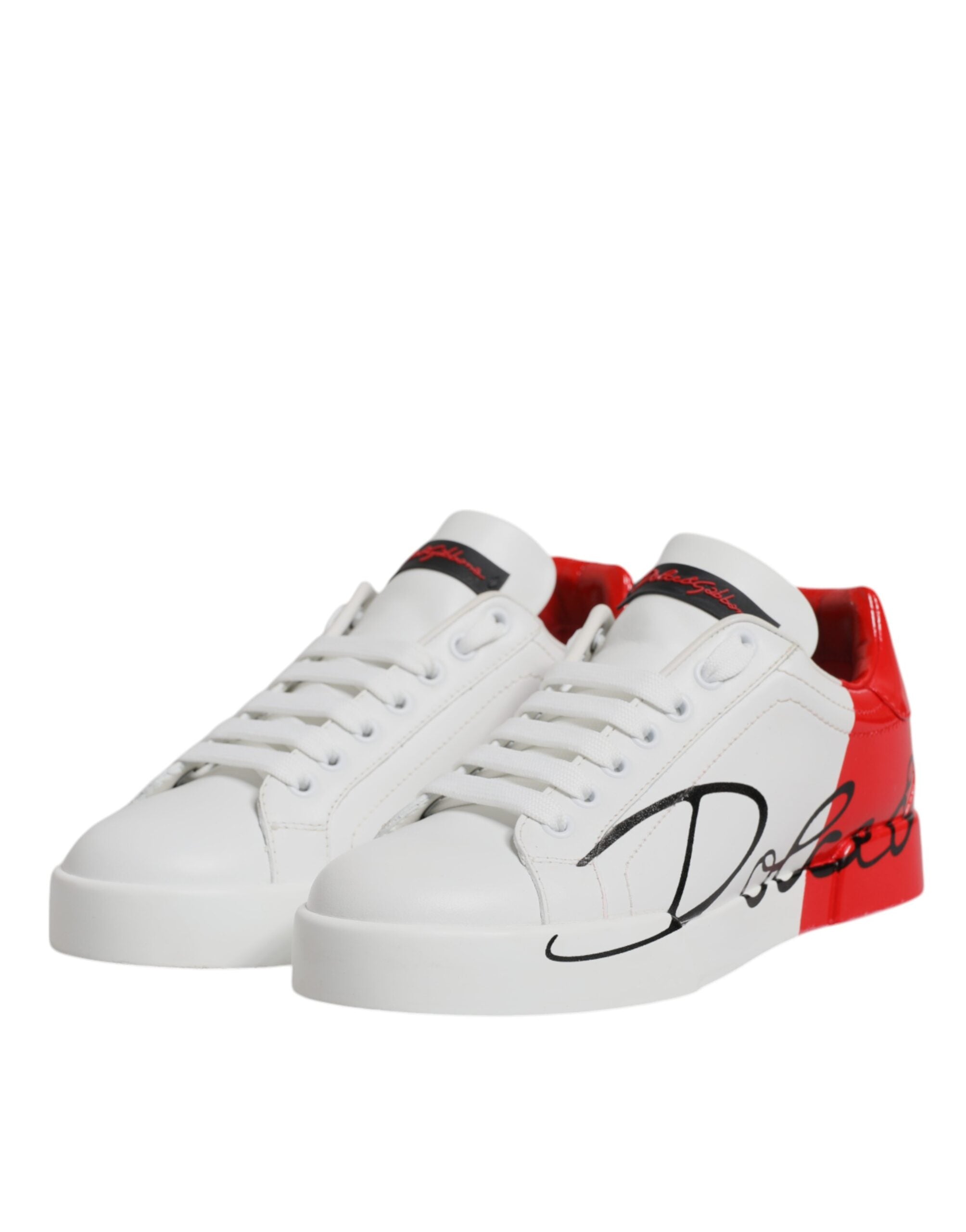Dolce & Gabbana Weiß Rot Logo Portofino Turnschuhe Schuhe