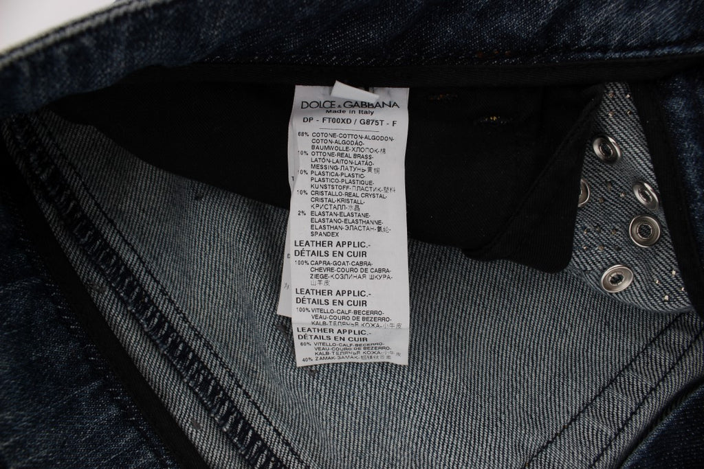 Dolce & Gabbana Crystal Roses Herz verschönert Jeans