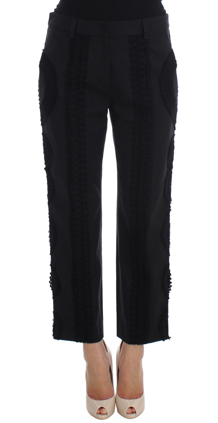 Dolce & Gabbana Schwarze Baumwoll-Stretch-Capris-Hose