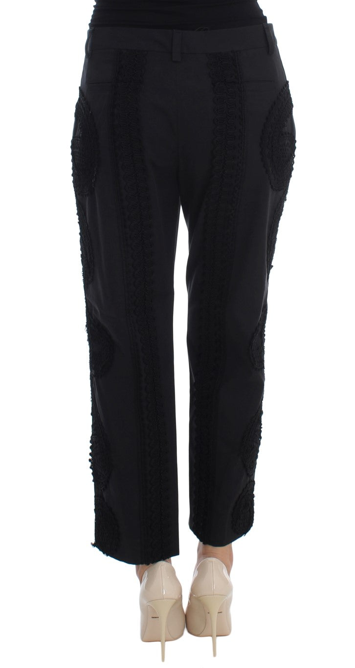 Dolce & Gabbana Schwarze Baumwoll-Stretch-Capris-Hose