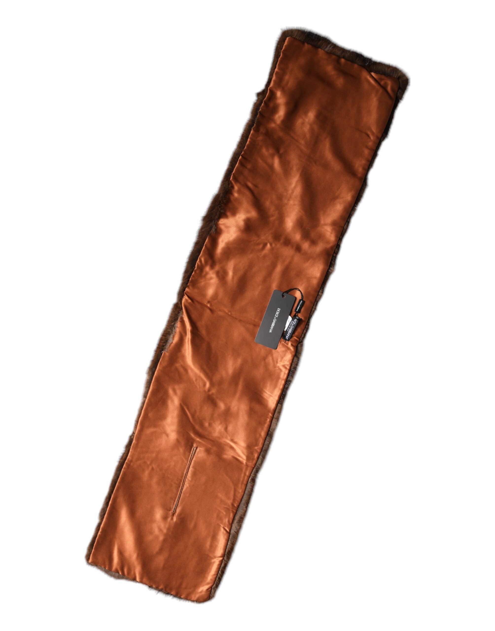 Dolce & Gabbana Schwarzbraun gestreifter Pelzschal Wickelschal