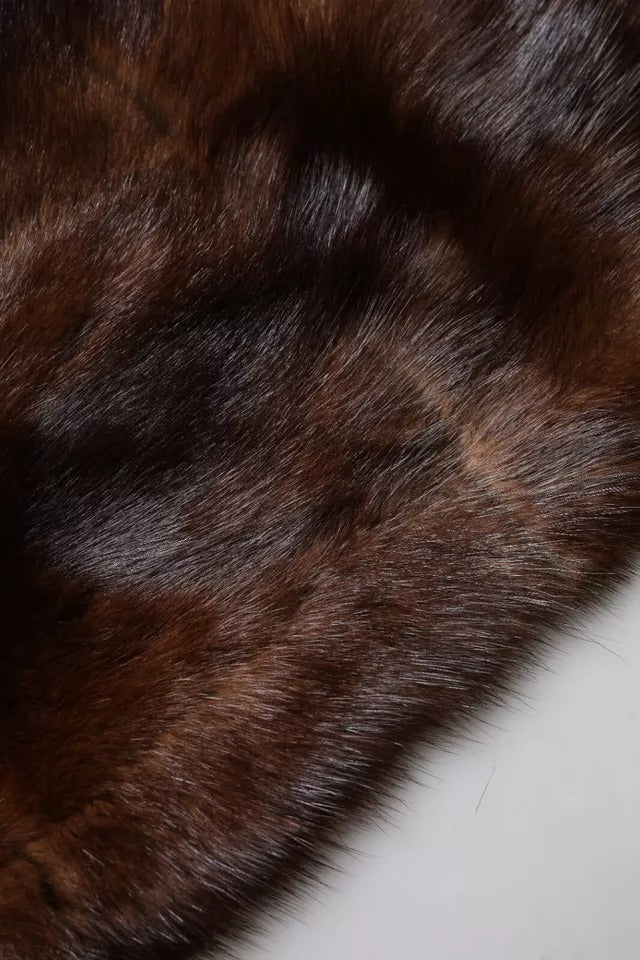 Dolce & Gabbana Schwarzbraun gestreifter Pelzschal Wickelschal