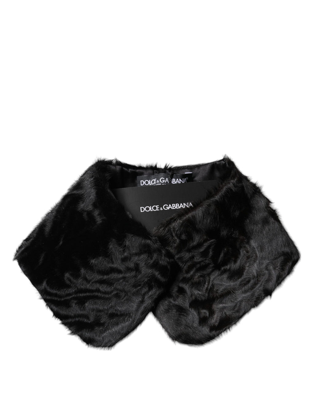 Dolce & Gabbana Schwarzer Lammfellkragen Frauen Hals Wrap Schal