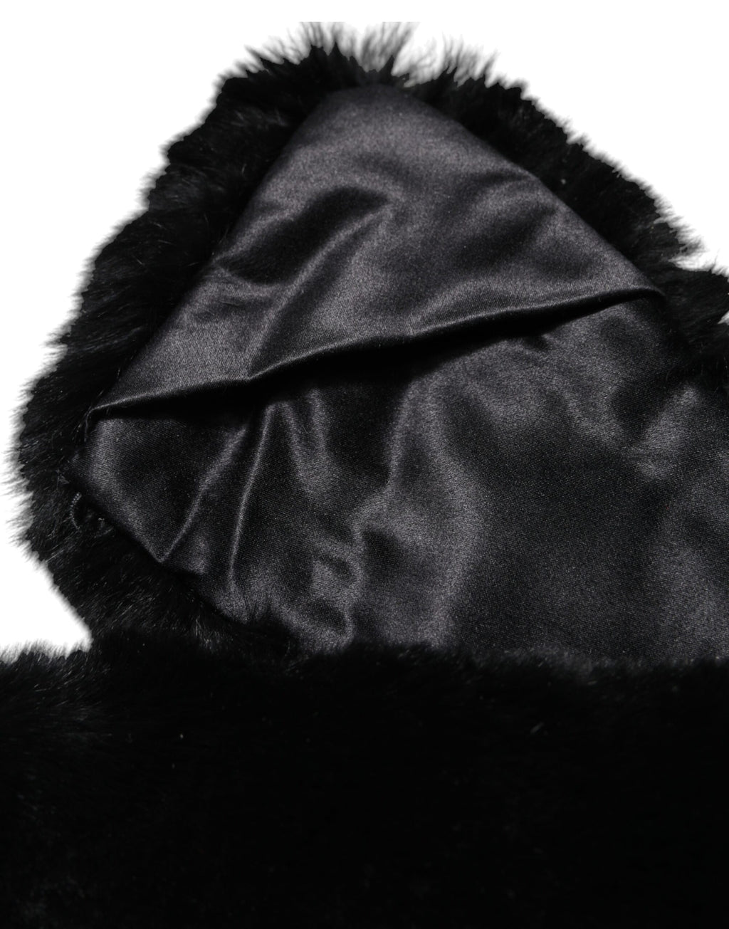 Dolce & Gabbana Schwarzer Lammfellkragen Frauen Hals Wrap Schal