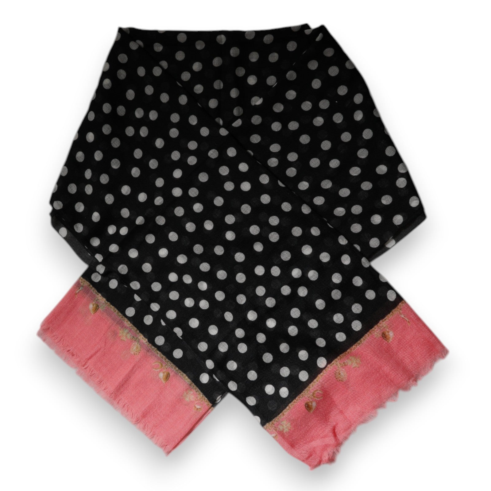 Dolce & Gabbana Schwarzer weißer Polka Dots Fransen Wickelschal