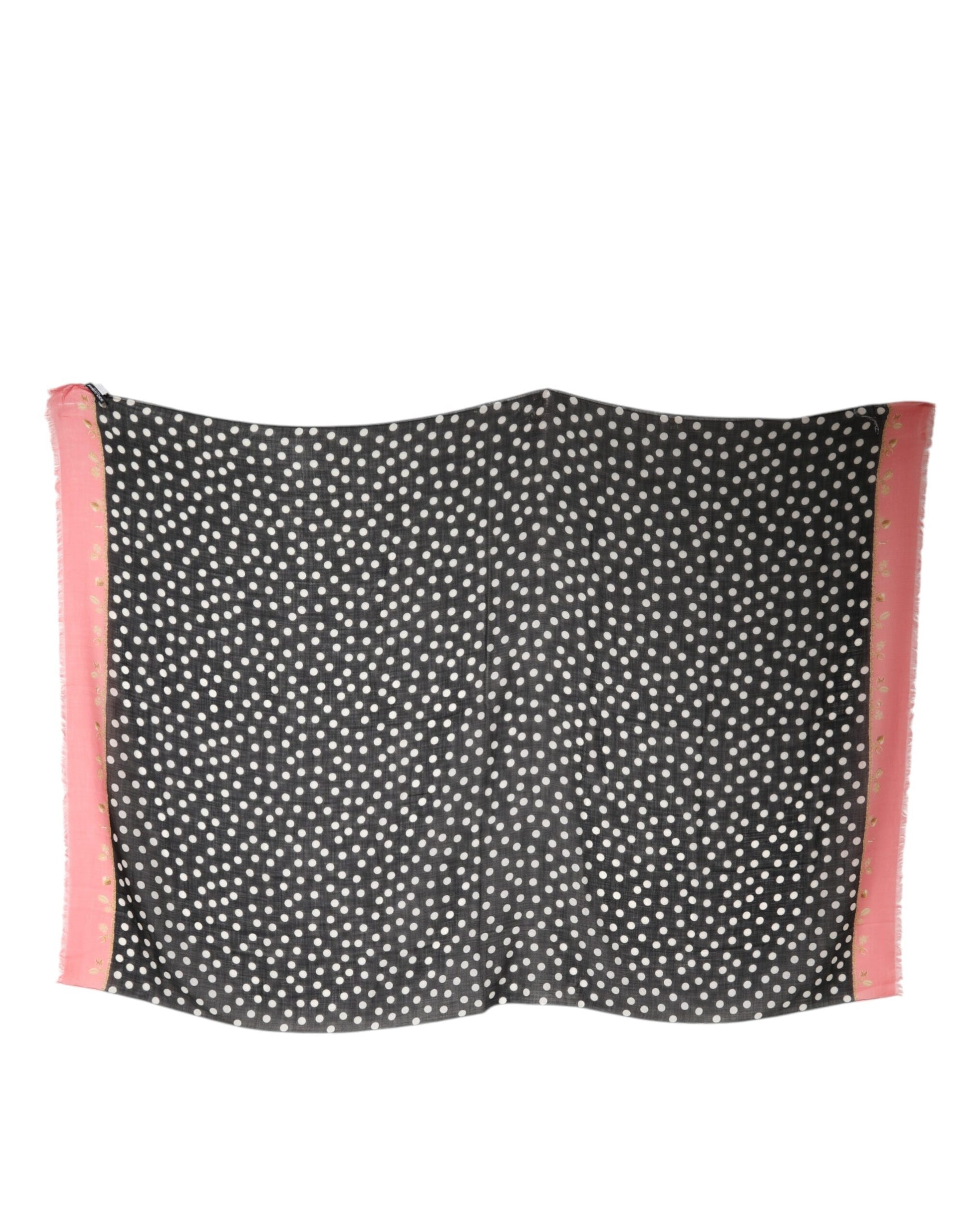 Dolce & Gabbana Schwarzer weißer Polka Dots Fransen Wickelschal