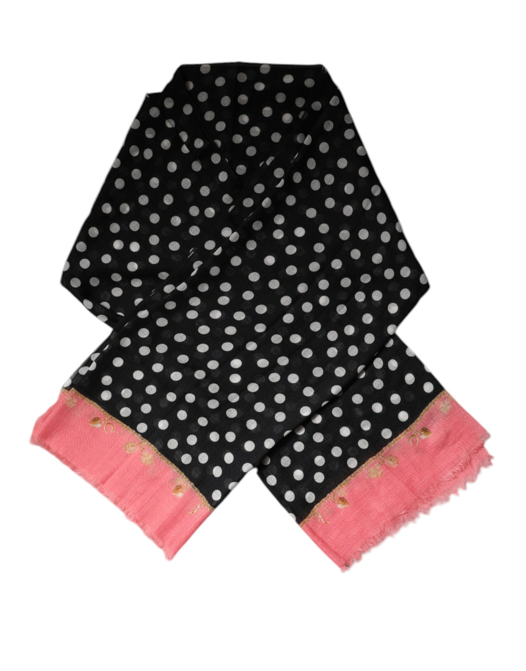 Dolce & Gabbana Schwarzer weißer Polka Dots Fransen Wickelschal