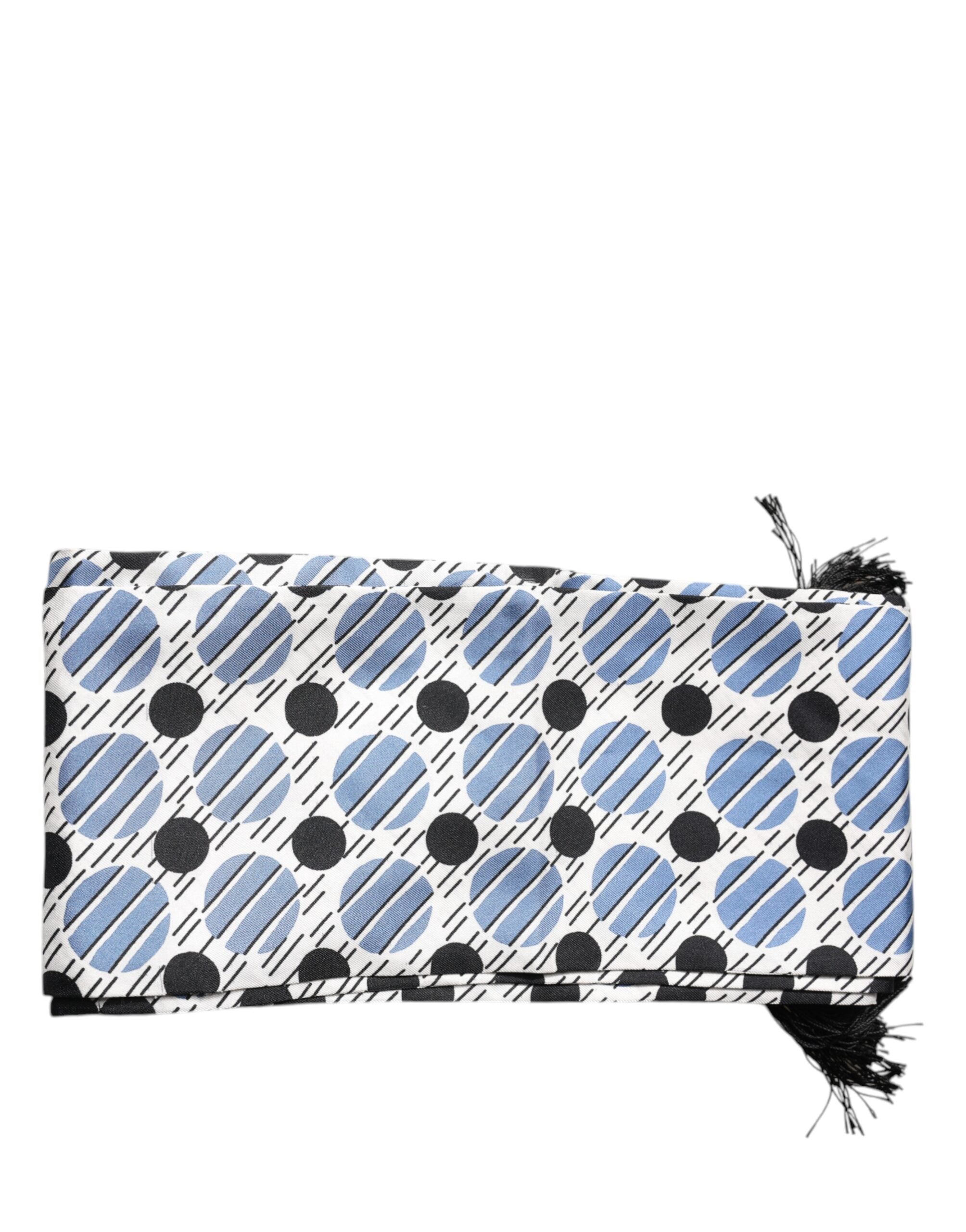 Dolce & Gabbana Weiß-blau gepunkteter Seidenschal mit Skinny