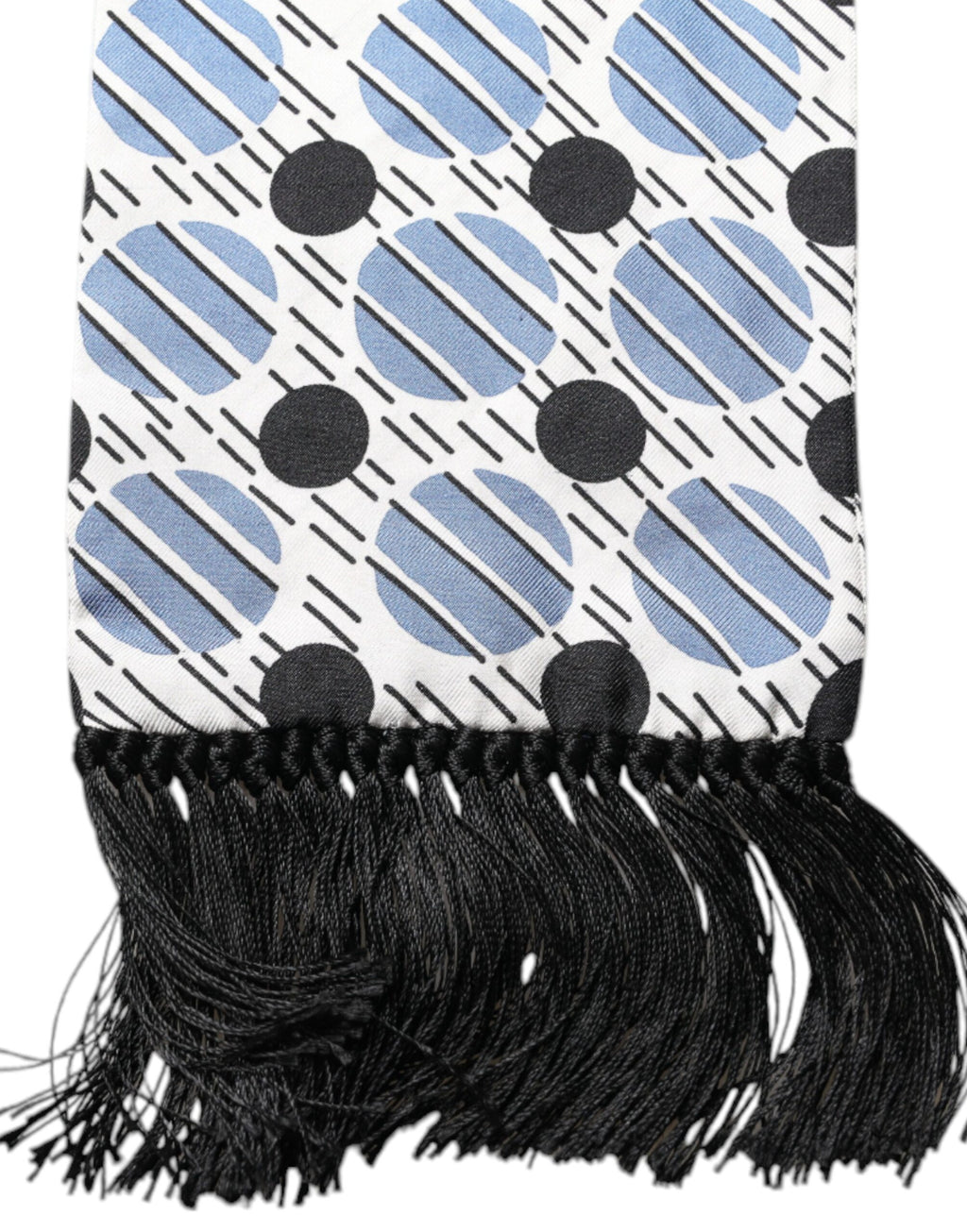 Dolce & Gabbana Weiß-blau gepunkteter Seidenschal mit Skinny