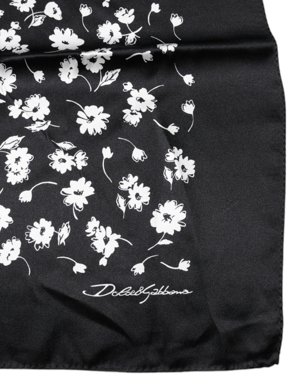 Dolce & Gabbana Schwarzer floraler Seidenschal mit quadratischem Umschlag