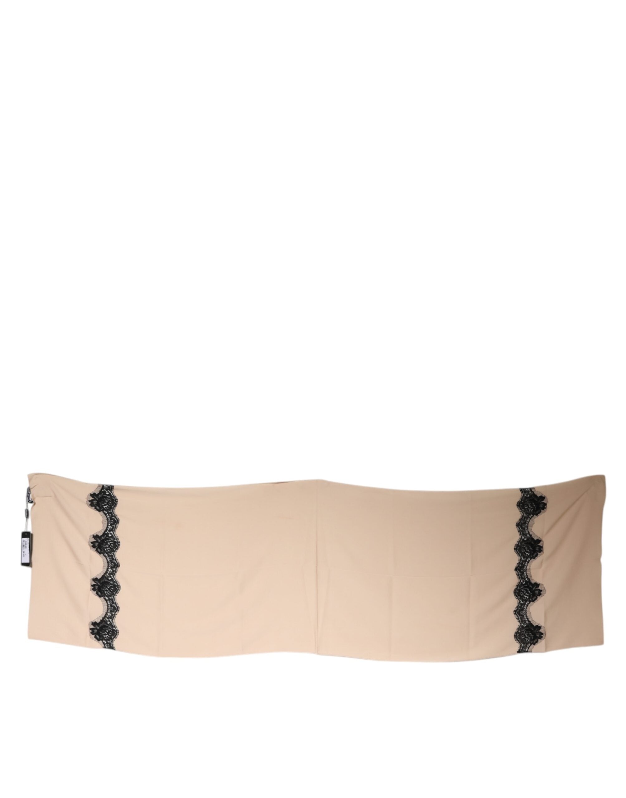 Dolce & Gabbana Beige Floraler Spitzenbesatz Seidenhalstuch