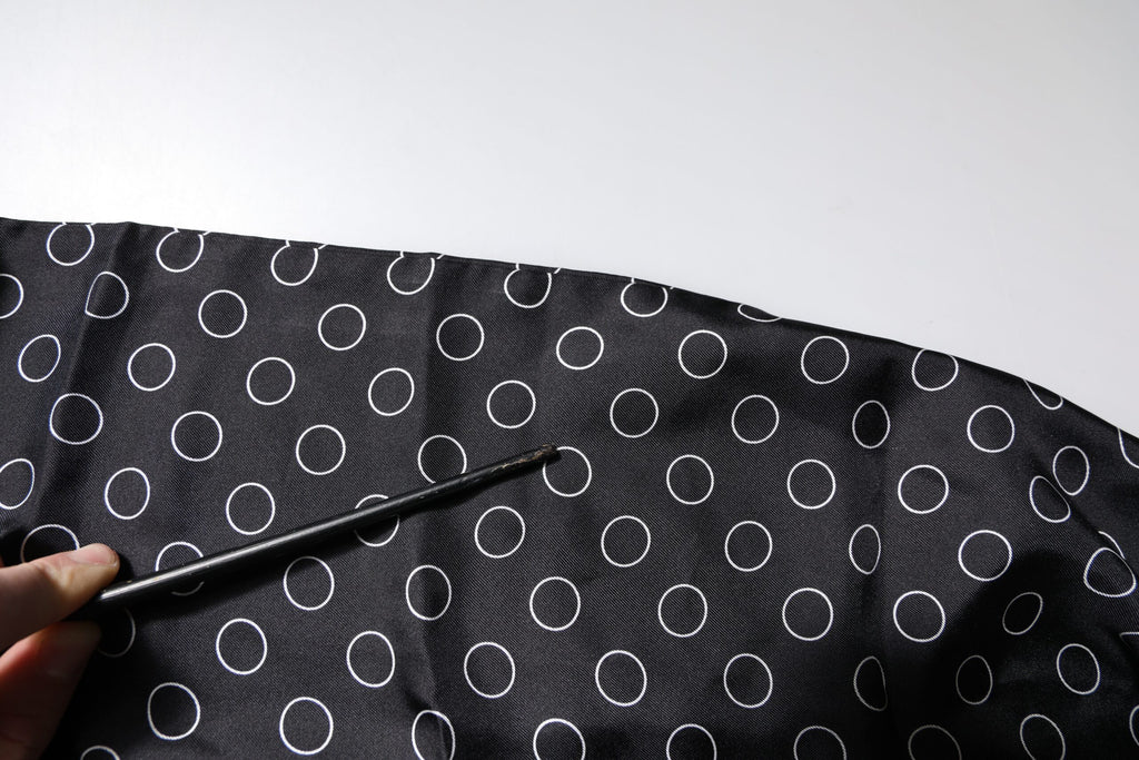 Dolce & Gabbana Schwarze Kreise Seidenfransen Schal Wickelschal