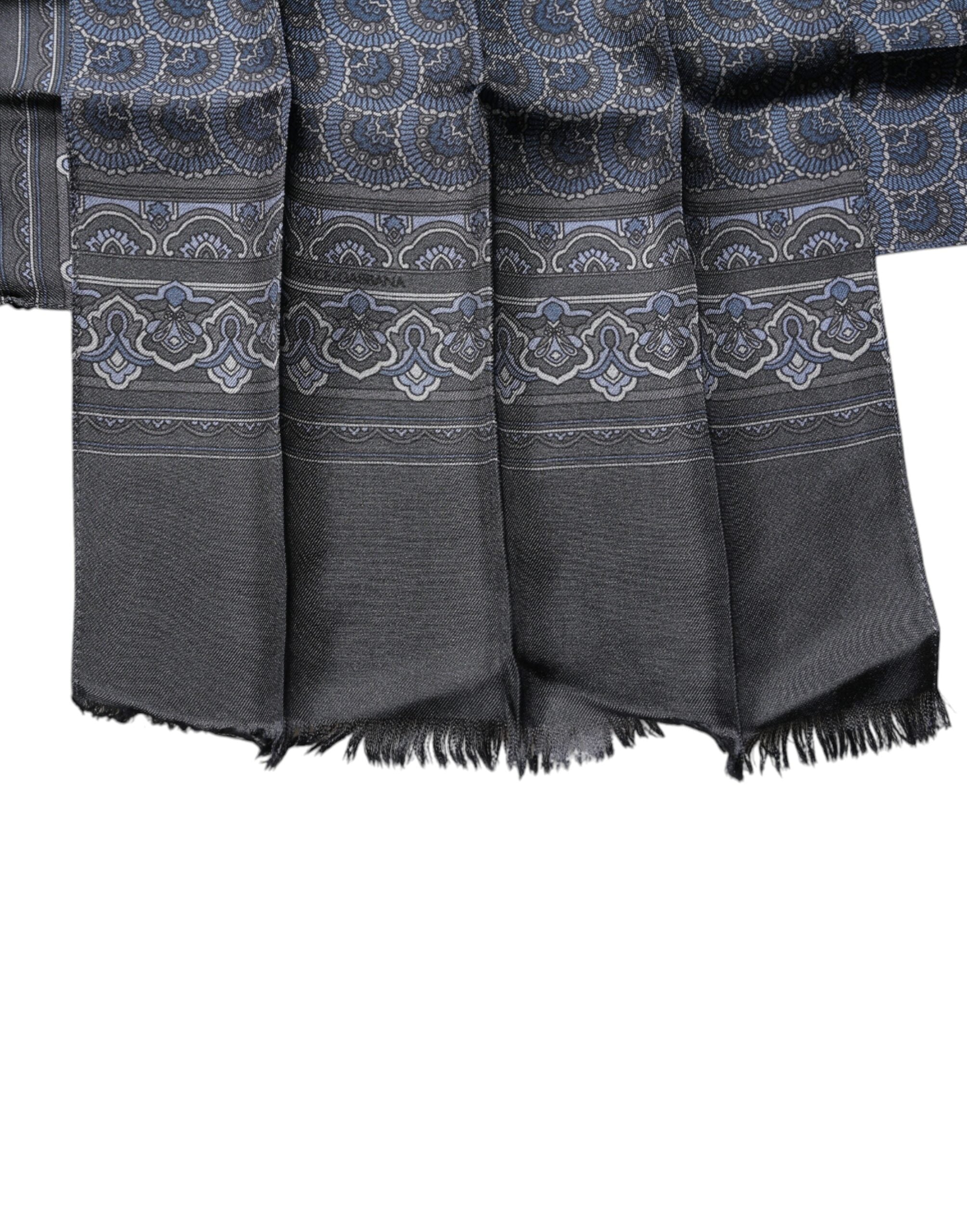 Dolce & Gabbana Dunkelblauer Fantasy Seidenhalstuchschal