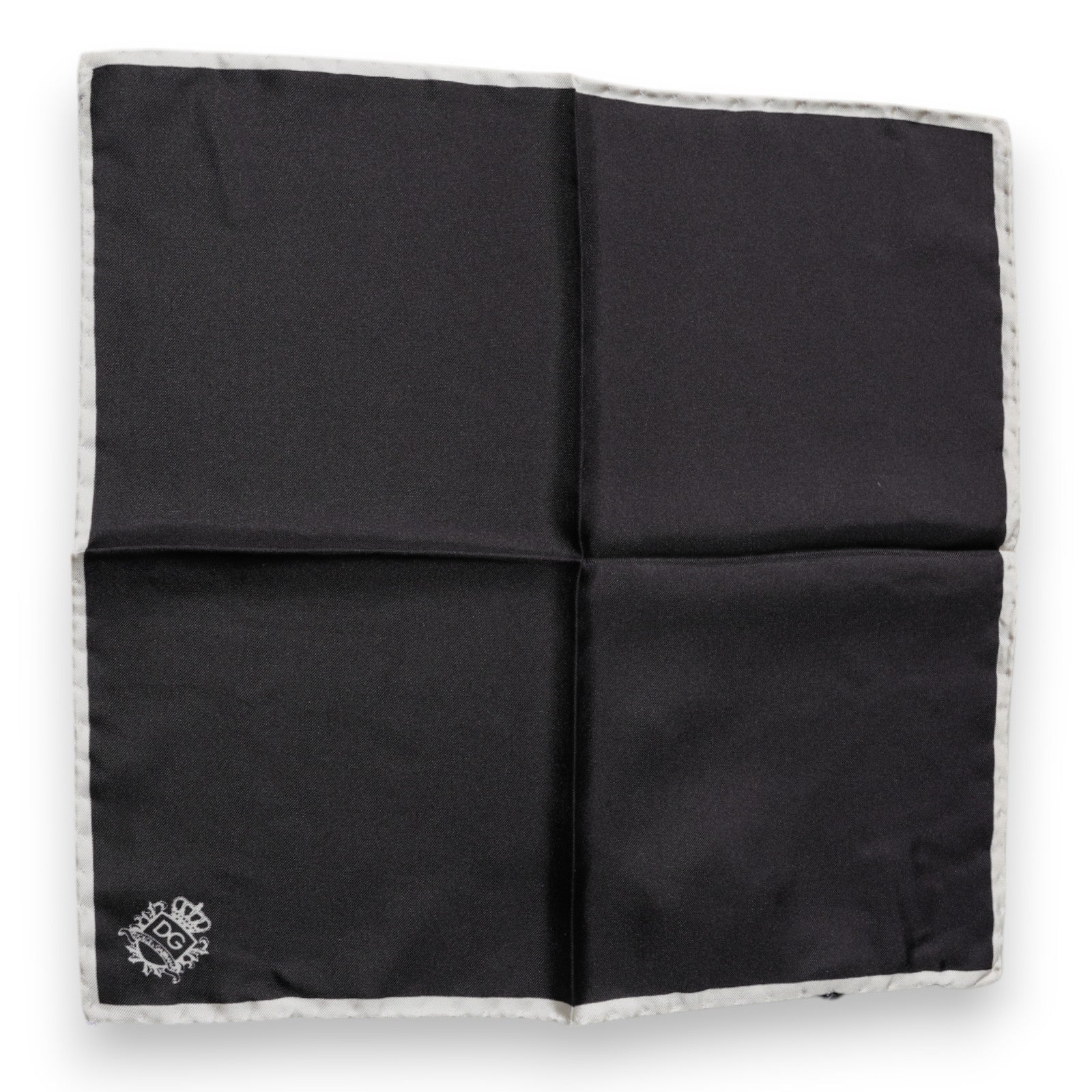 Dolce & Gabbana Schwarzer Crown Logo Quadratischer Taschentuchschal