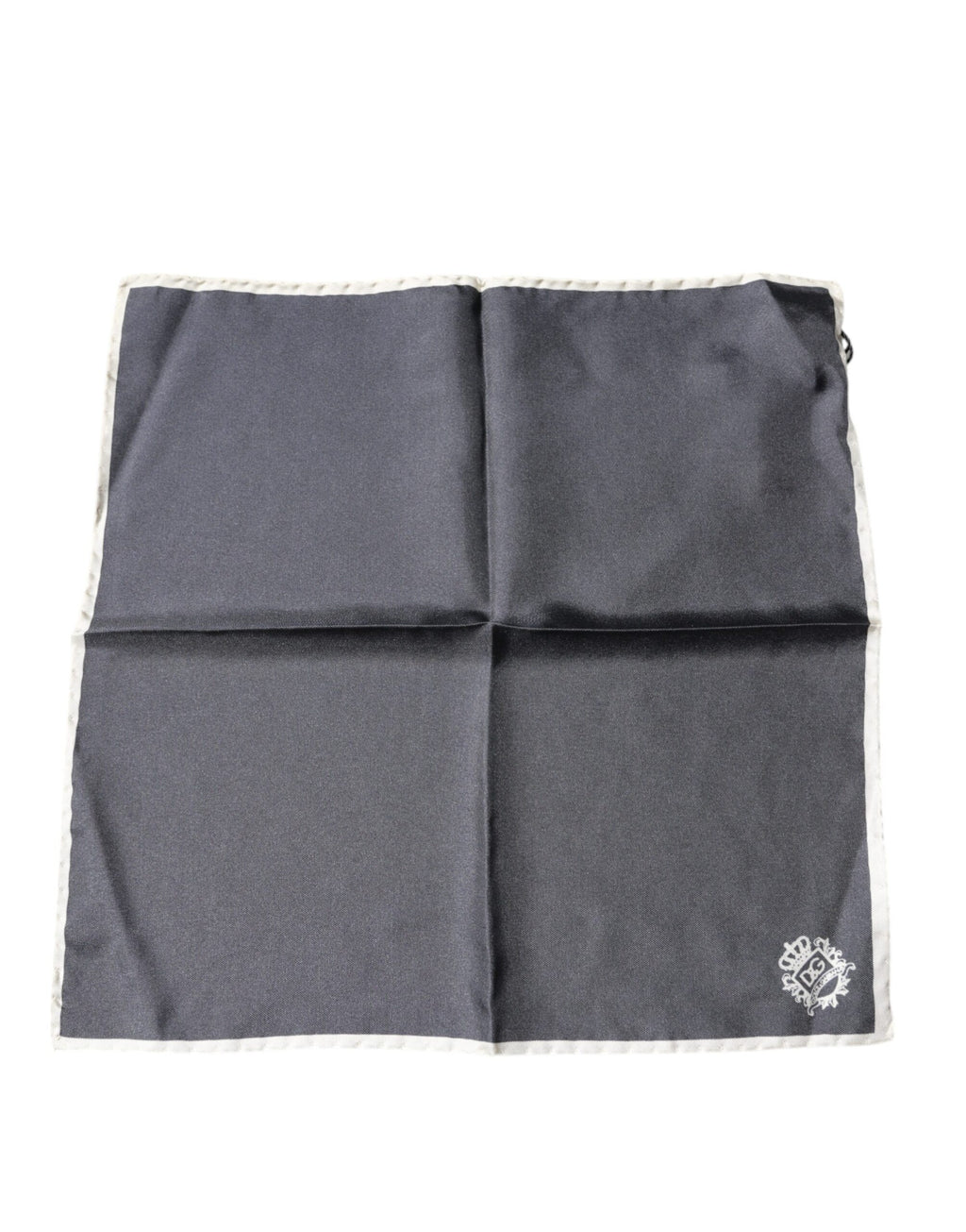 Dolce & Gabbana Graues Crown Logo Quadratisches Taschentuch Halstuch