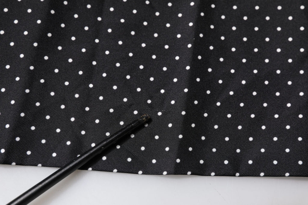 Dolce & Gabbana Schwarzer gepunkteter Seidenschal mit dünnem Halsausschnitt und Wickeltuch